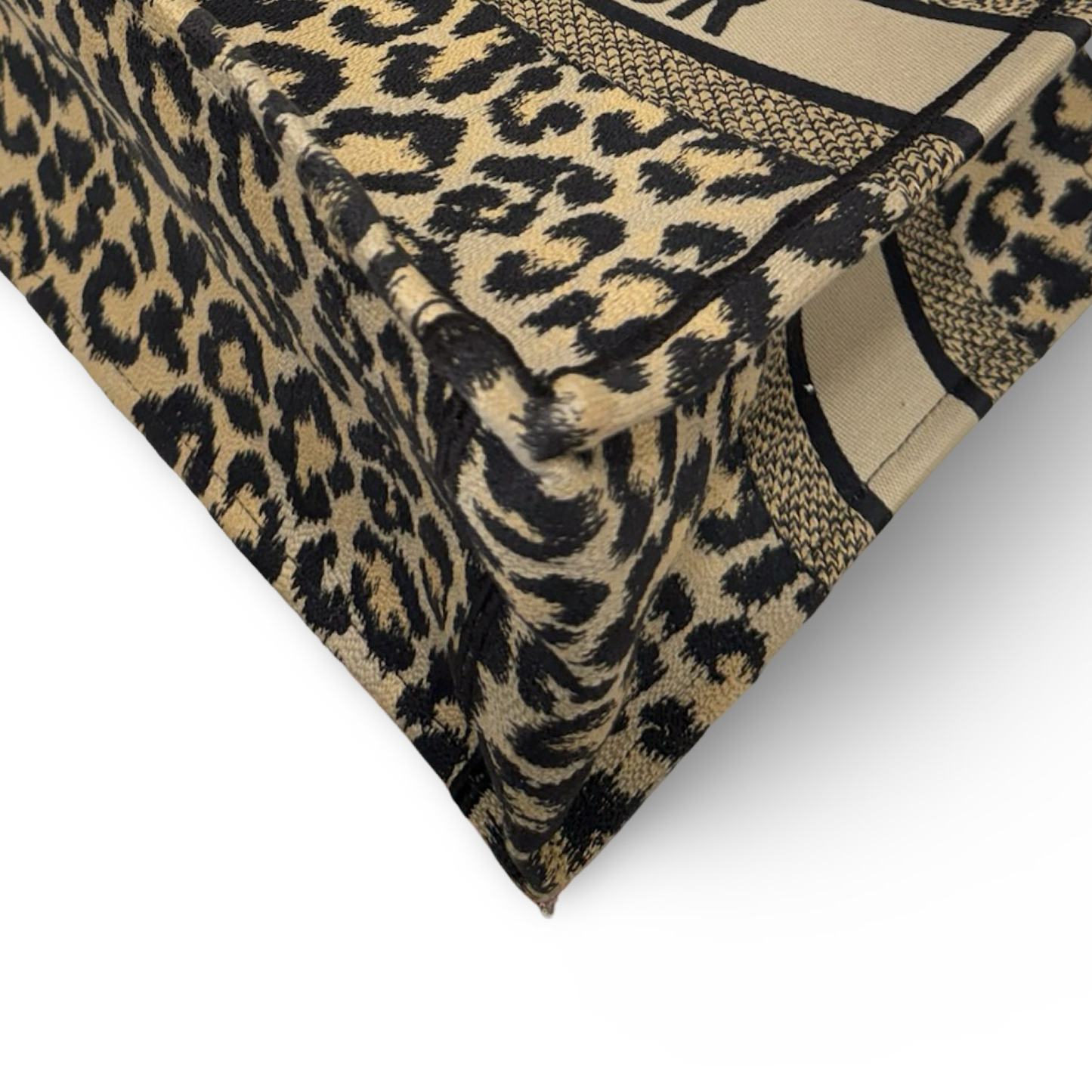 Dior Embroieder Canvas Medium Leopard Tote - Brown