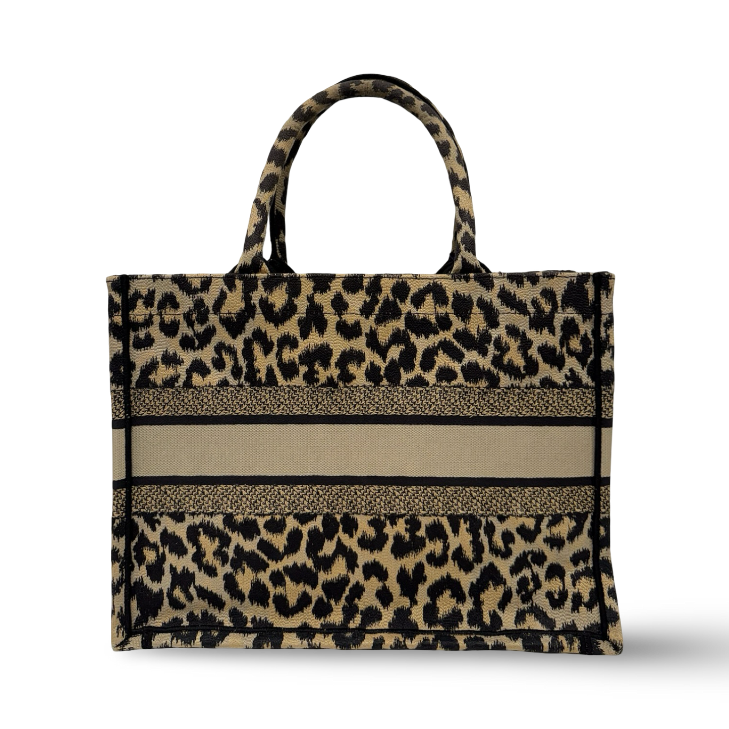 Dior Embroieder Canvas Medium Leopard Tote - Brown