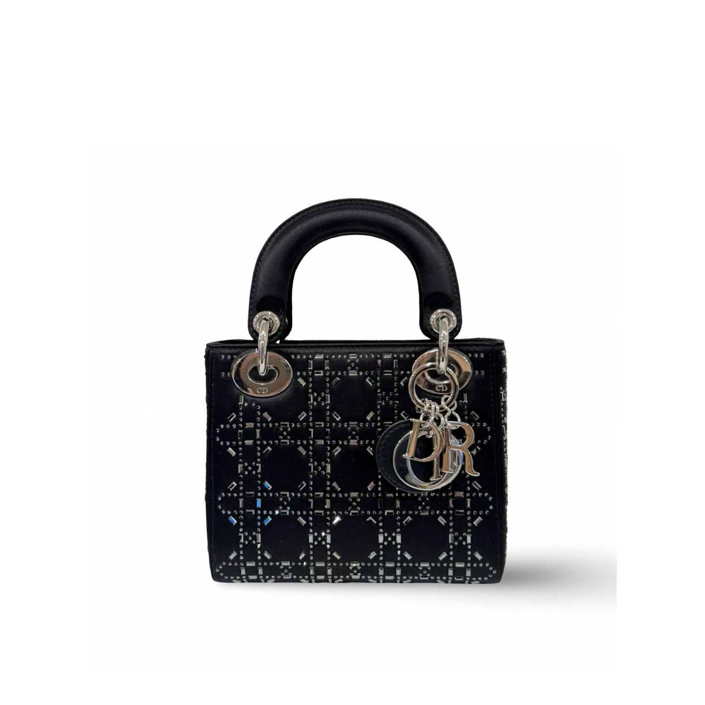 Dior Satin Mini Crystal Lady Bag - SHW / Navy
