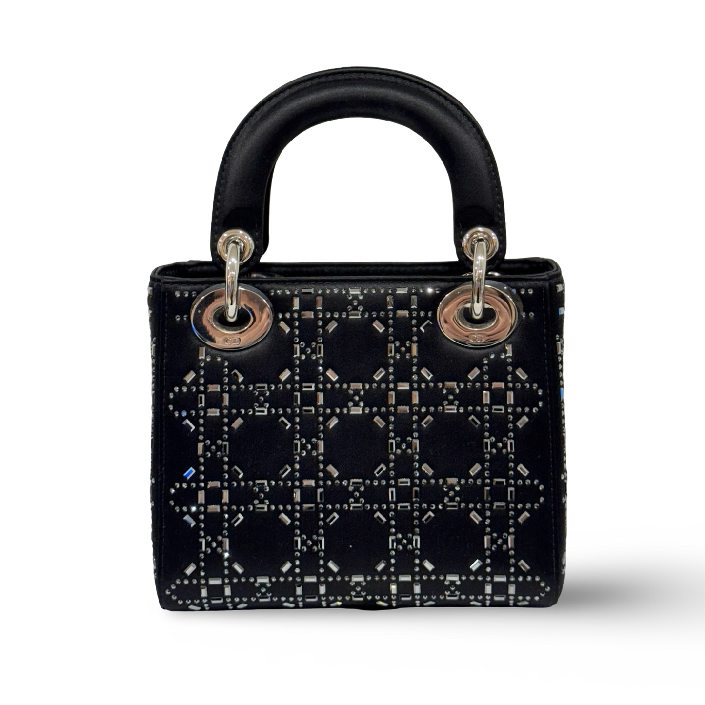 Dior Satin Mini Crystal Lady Bag - SHW / Navy
