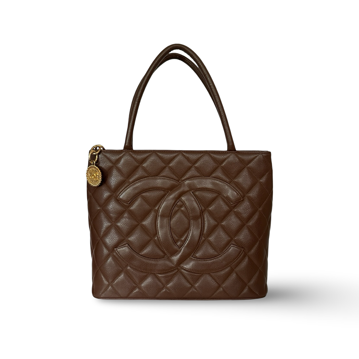 Chanel Caviar Medallion Tote - GHW / Dark Brown