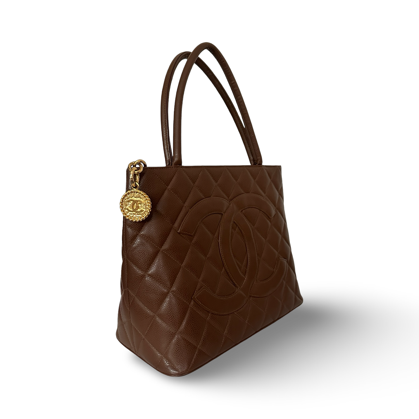 Chanel Caviar Medallion Tote - GHW / Dark Brown