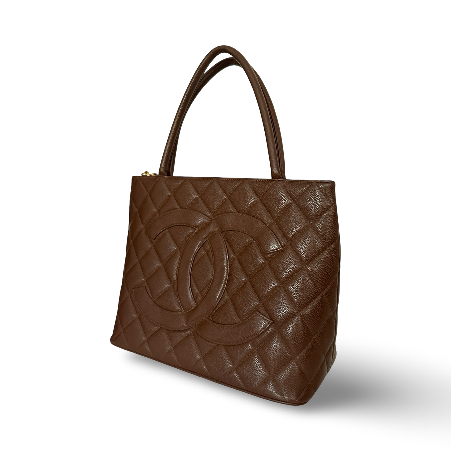 Chanel Caviar Medallion Tote - GHW / Dark Brown