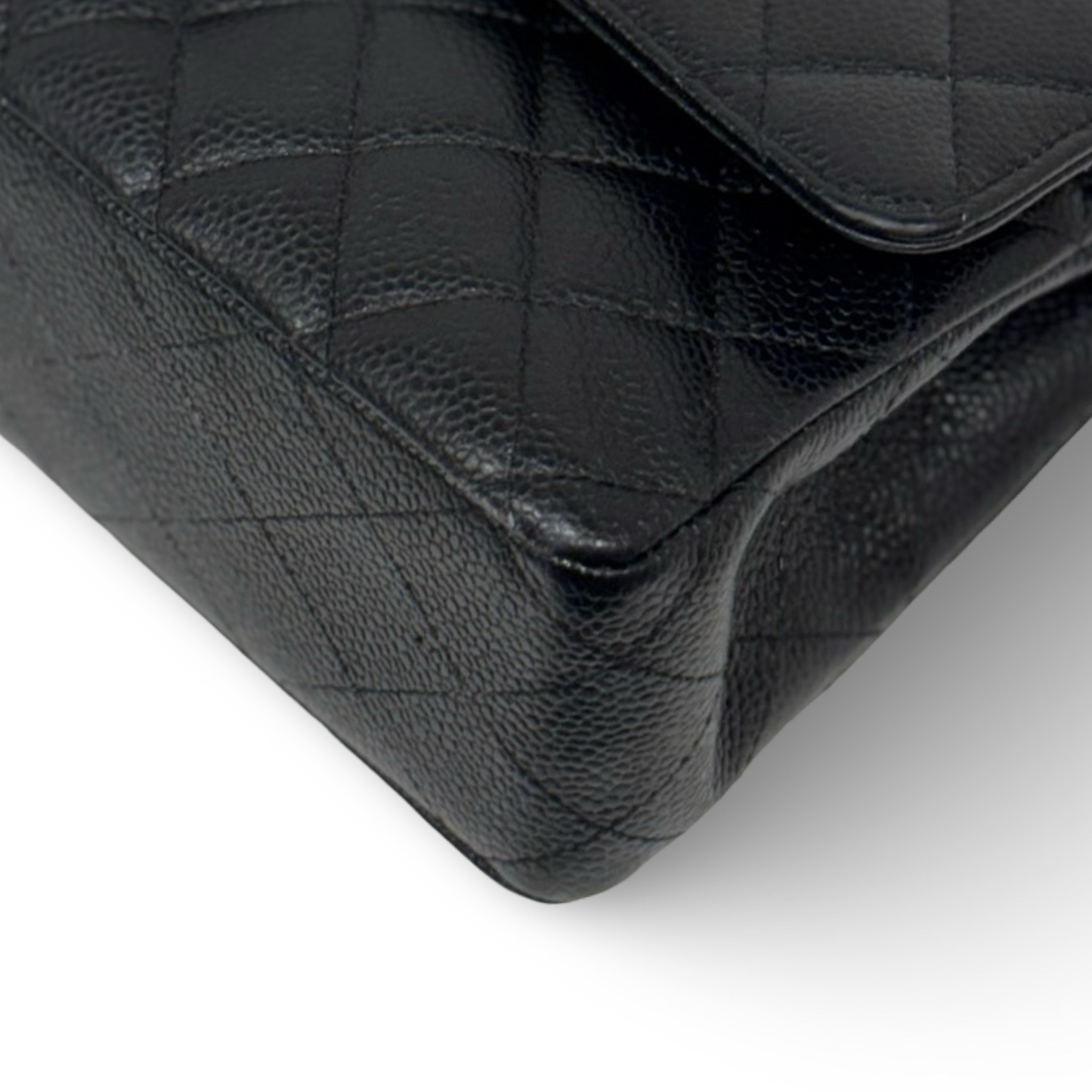 Chanel Quilted Caviar Medium Double Flap Bag - SHW / Black
