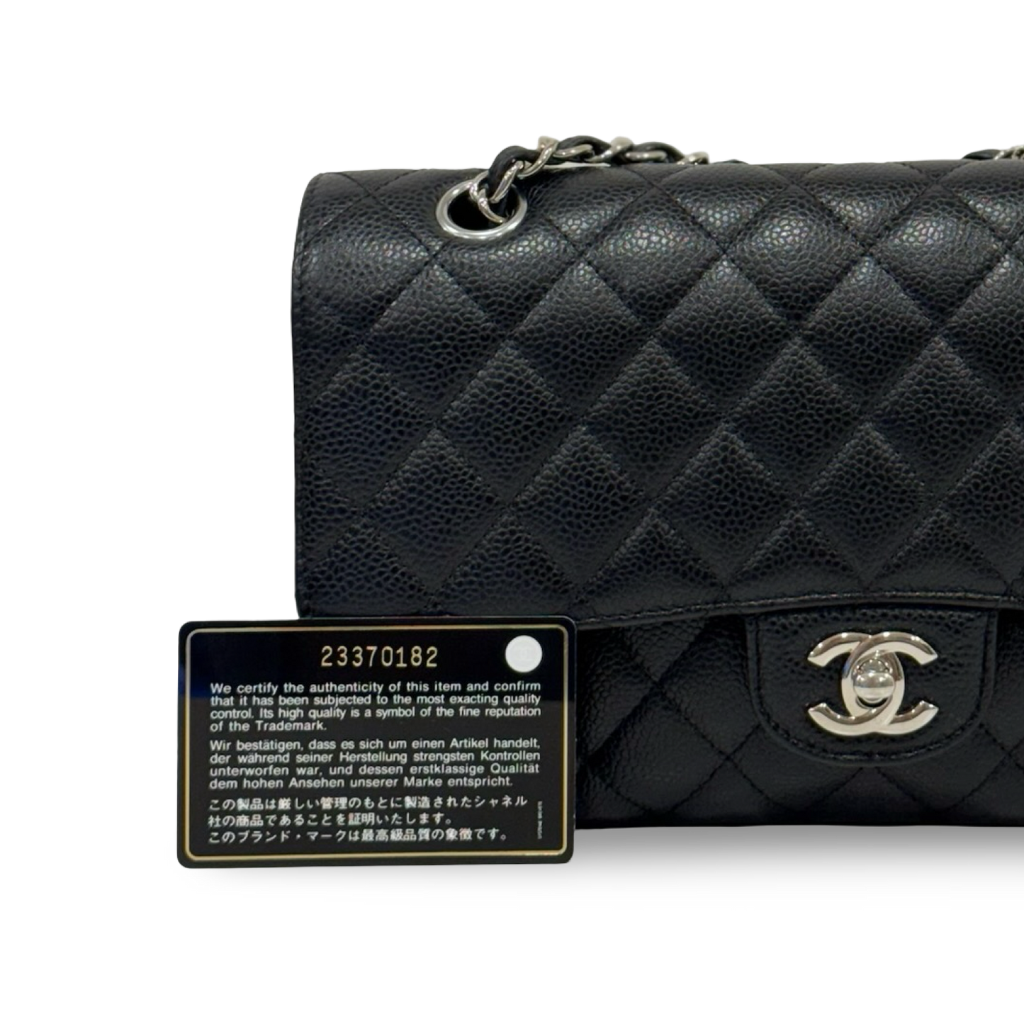 Chanel Quilted Caviar Medium Double Flap Bag - SHW / Black