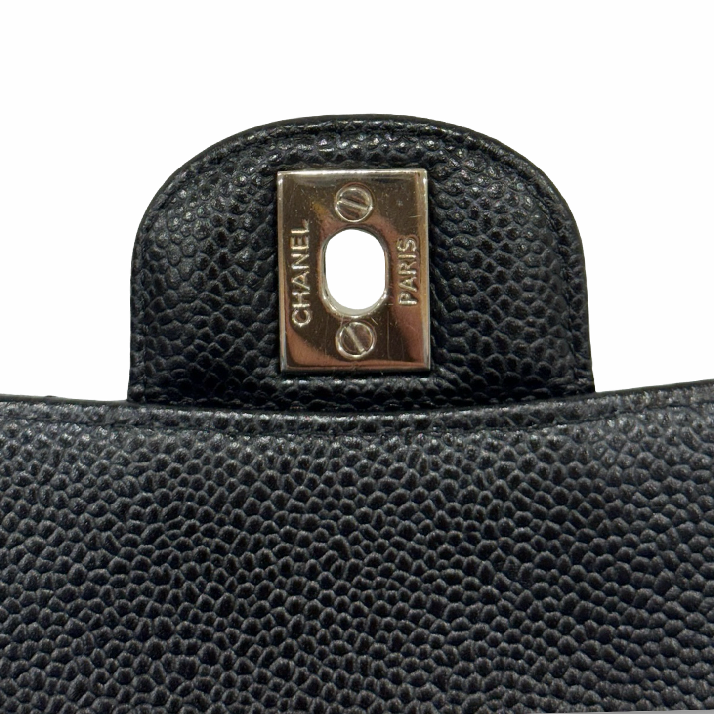 Chanel Quilted Caviar Medium Double Flap Bag - SHW / Black