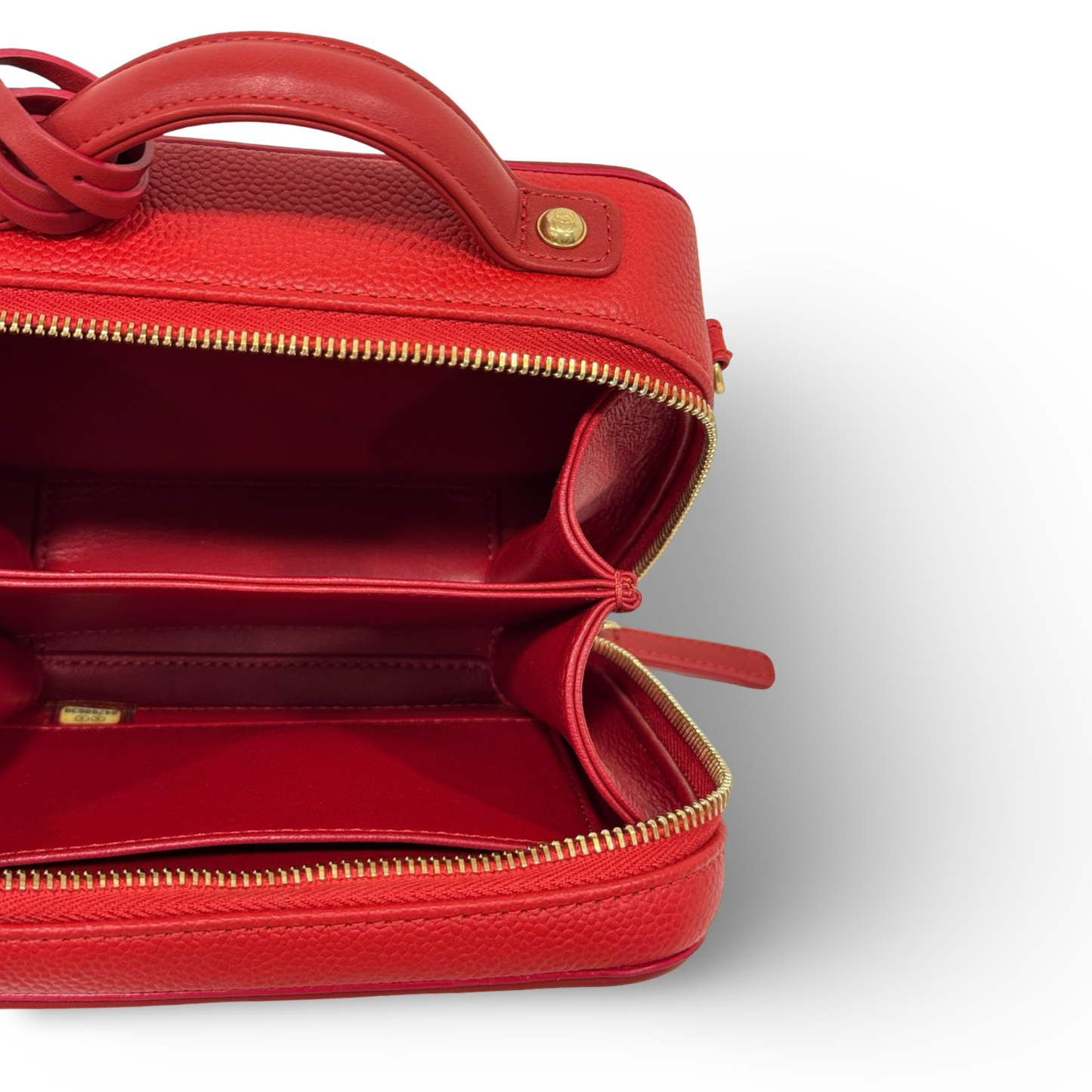 Chanel Quilted Caviar Small Vanity Case - GHW / Red