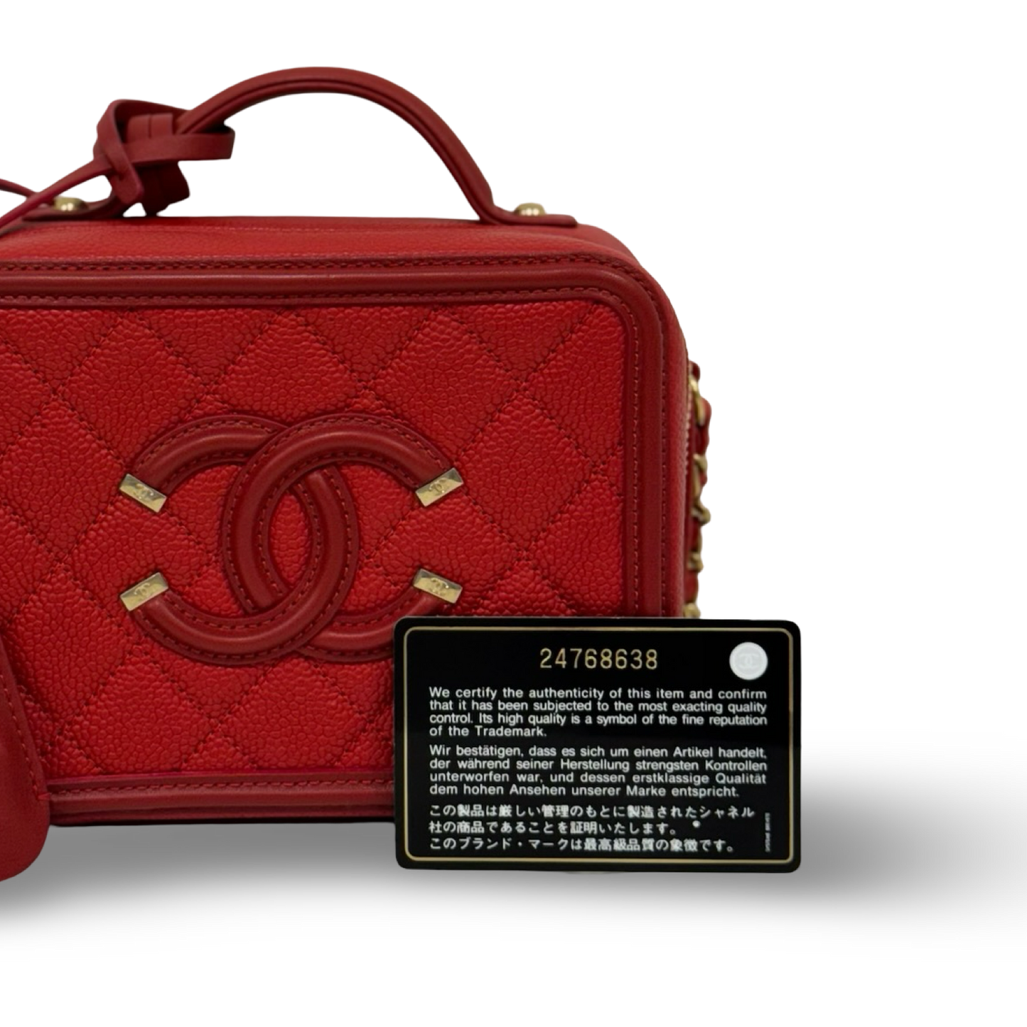 Chanel Quilted Caviar Small Vanity Case - GHW / Red