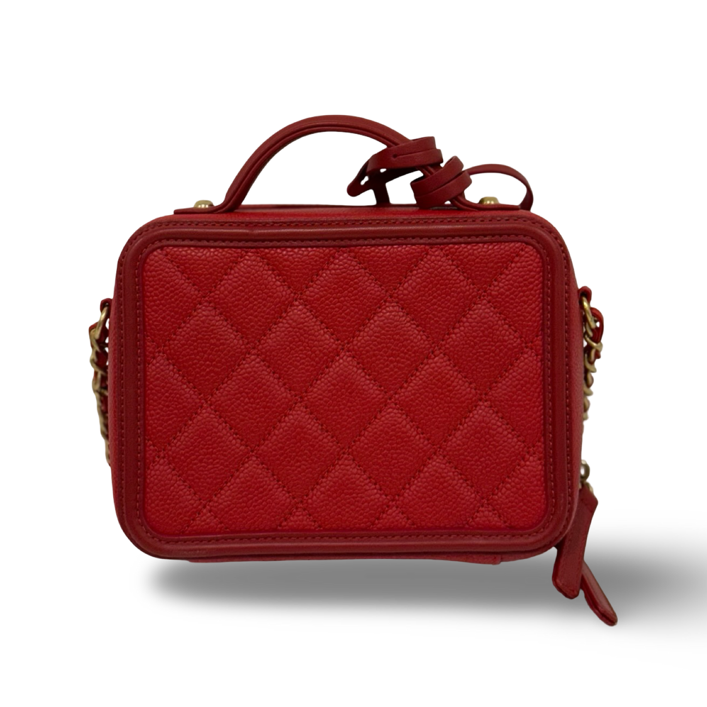 Chanel Quilted Caviar Small Vanity Case - GHW / Red