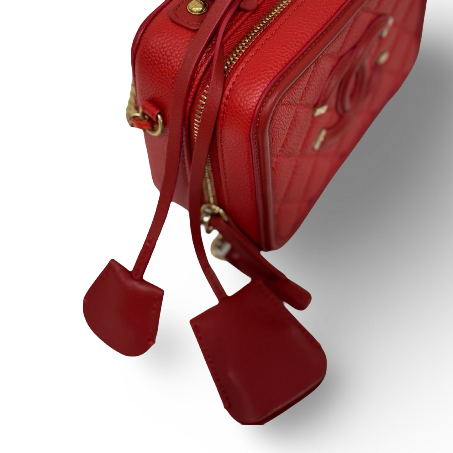 Chanel Quilted Caviar Small Vanity Case - GHW / Red