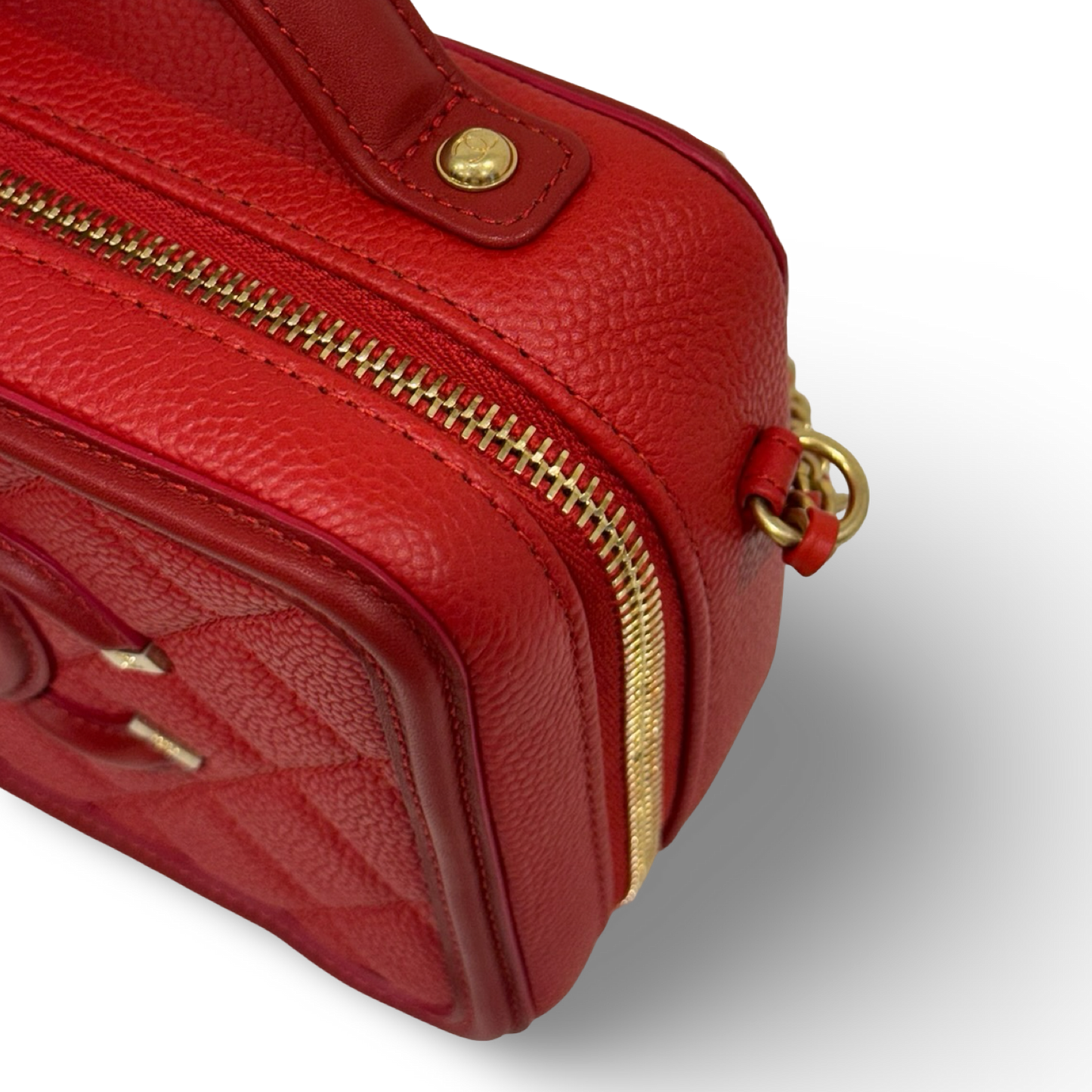 Chanel Quilted Caviar Small Vanity Case - GHW / Red