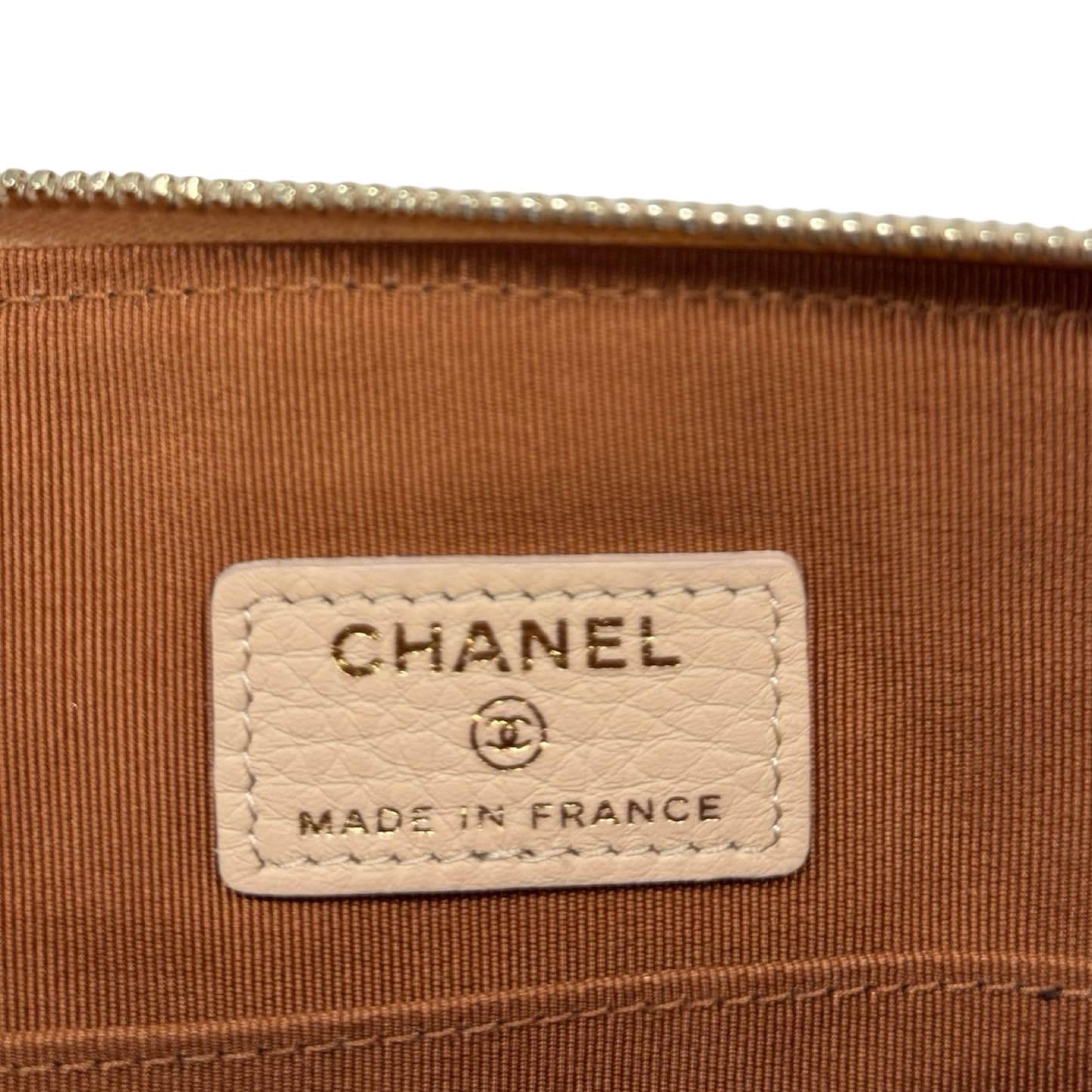 Chanel Quilted Calfskin Large Archi Chic Cosmetic Case - GHW / Beige