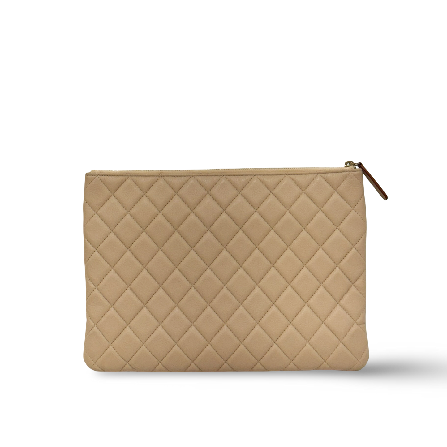 Chanel Quilted Calfskin Large Archi Chic Cosmetic Case - GHW / Beige