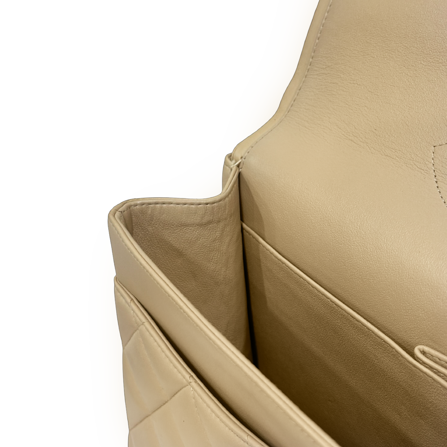Chanel Quillied Lambskin Jumbo Double Flap - SHW / Beige