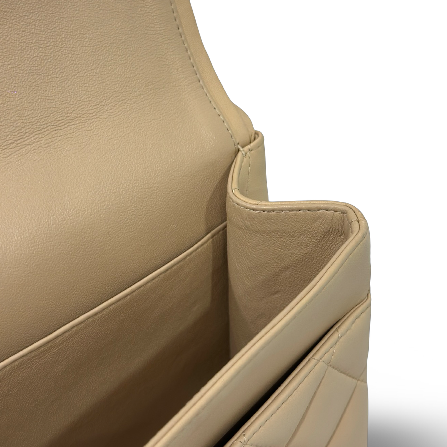 Chanel Quillied Lambskin Jumbo Double Flap - SHW / Beige
