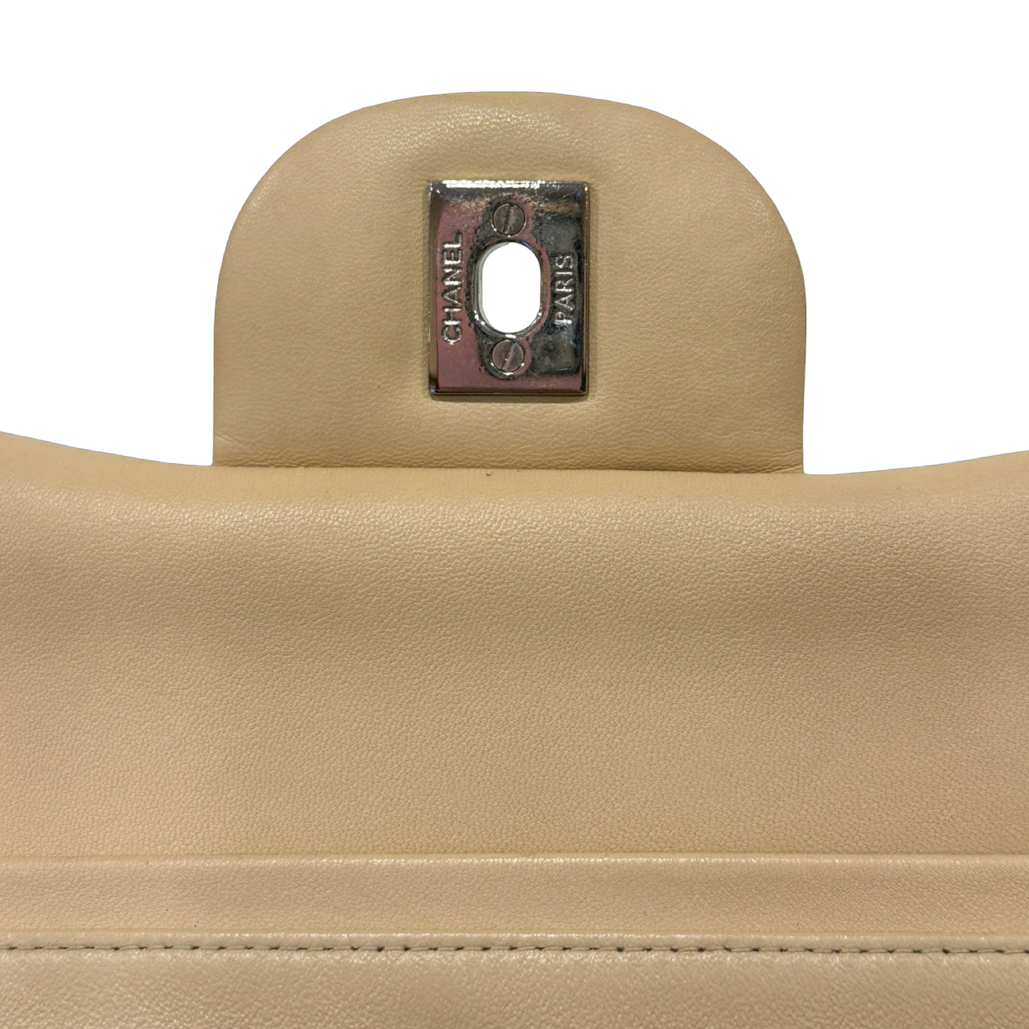Chanel Quillied Lambskin Jumbo Double Flap - SHW / Beige