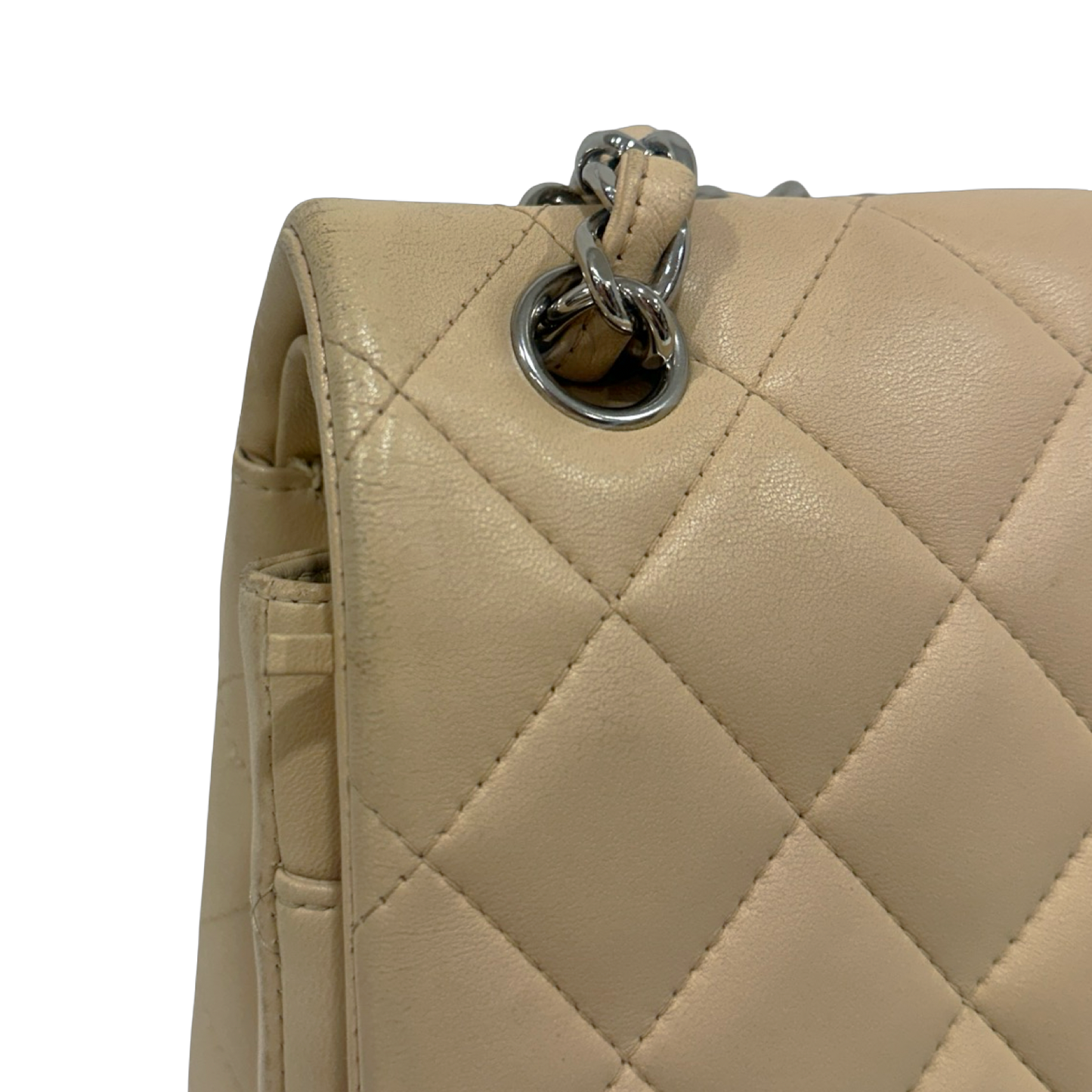 Chanel Quillied Lambskin Jumbo Double Flap - SHW / Beige