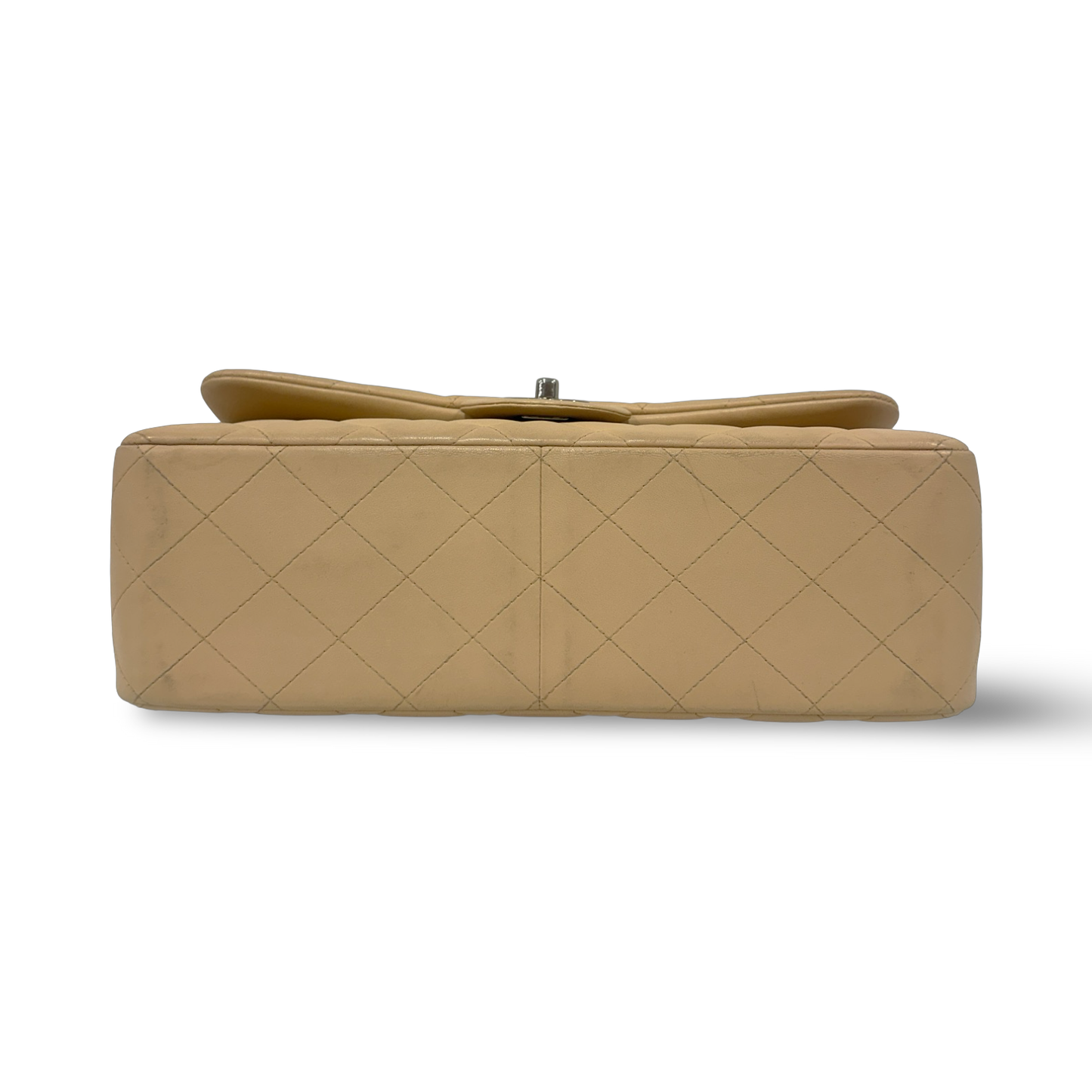 Chanel Quillied Lambskin Jumbo Double Flap - SHW / Beige