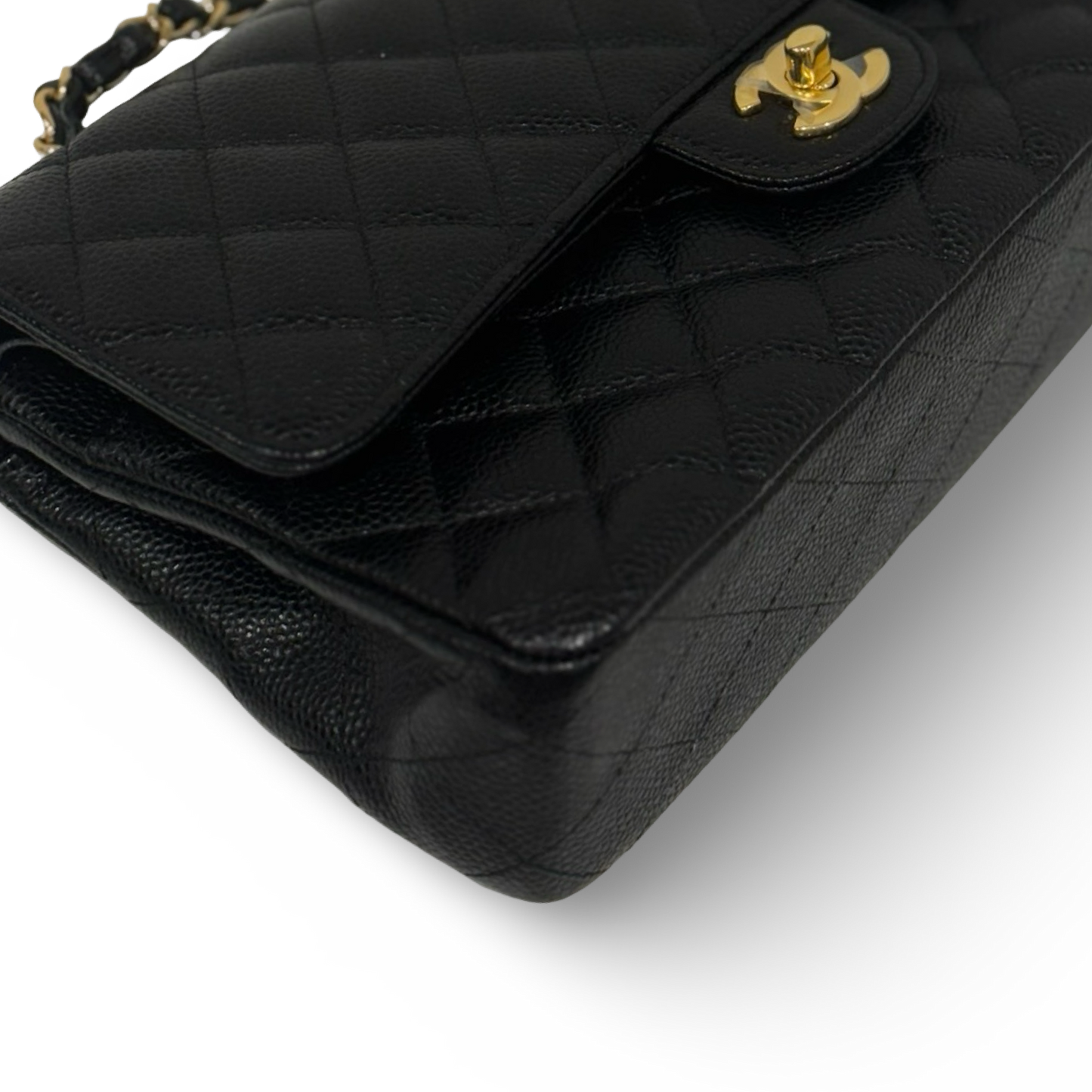 Chanel Quilted Caviar Medium Double Flap - GHW / Black