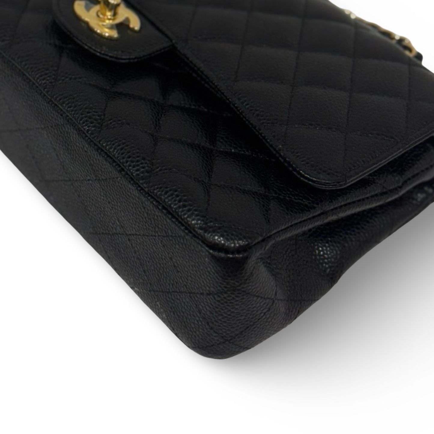 Chanel Quilted Caviar Medium Double Flap - GHW / Black