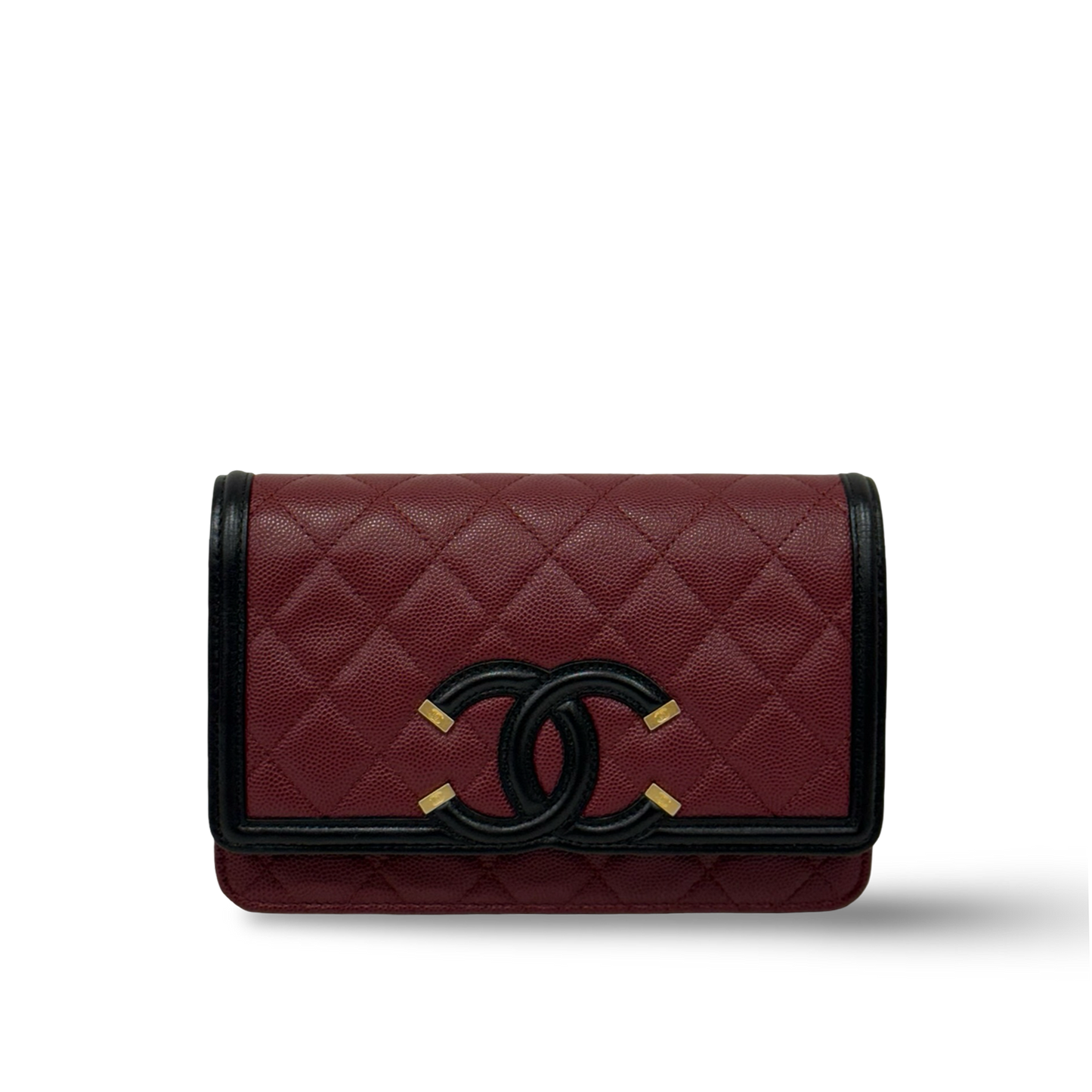 Chanel Quilted Caviar Small Filigree WOC Bag  - GHW / Burgundy Black
