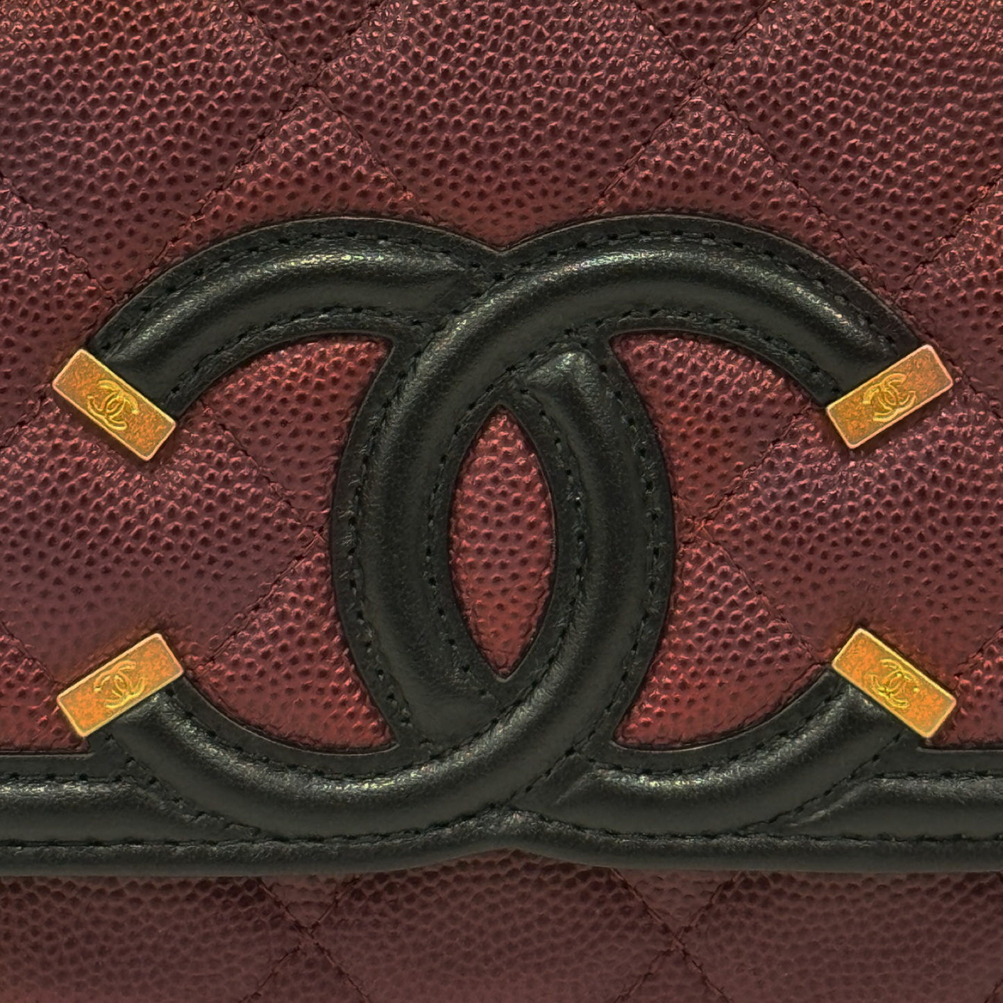 Chanel Quilted Caviar Small Filigree WOC Bag  - GHW / Burgundy Black