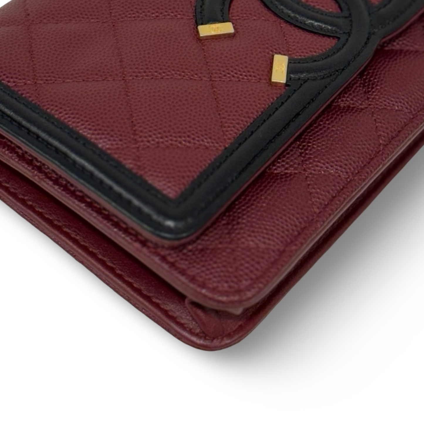 Chanel Quilted Caviar Small Filigree WOC Bag  - GHW / Burgundy Black