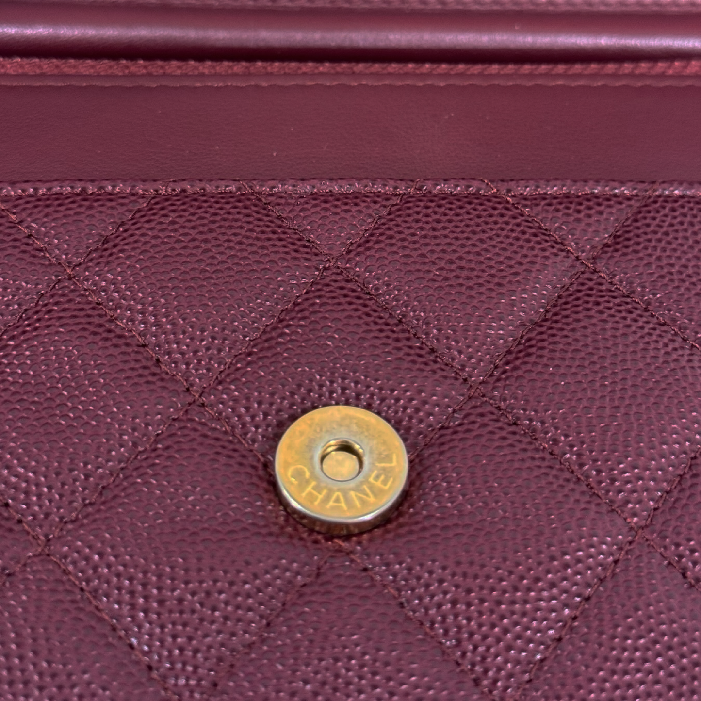 Chanel Quilted Caviar Small Filigree WOC Bag  - GHW / Burgundy Black