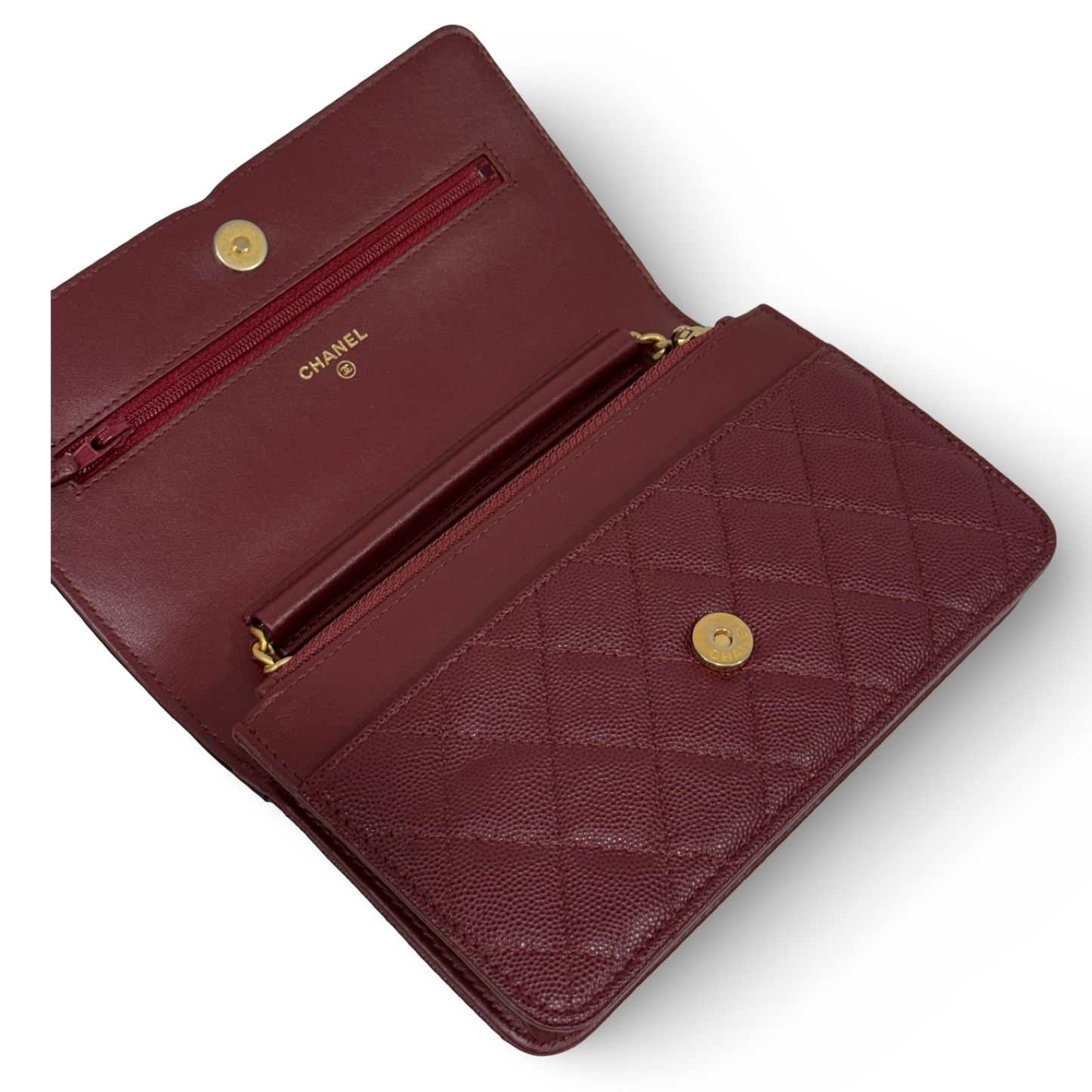 Chanel Quilted Caviar Small Filigree WOC Bag  - GHW / Burgundy Black