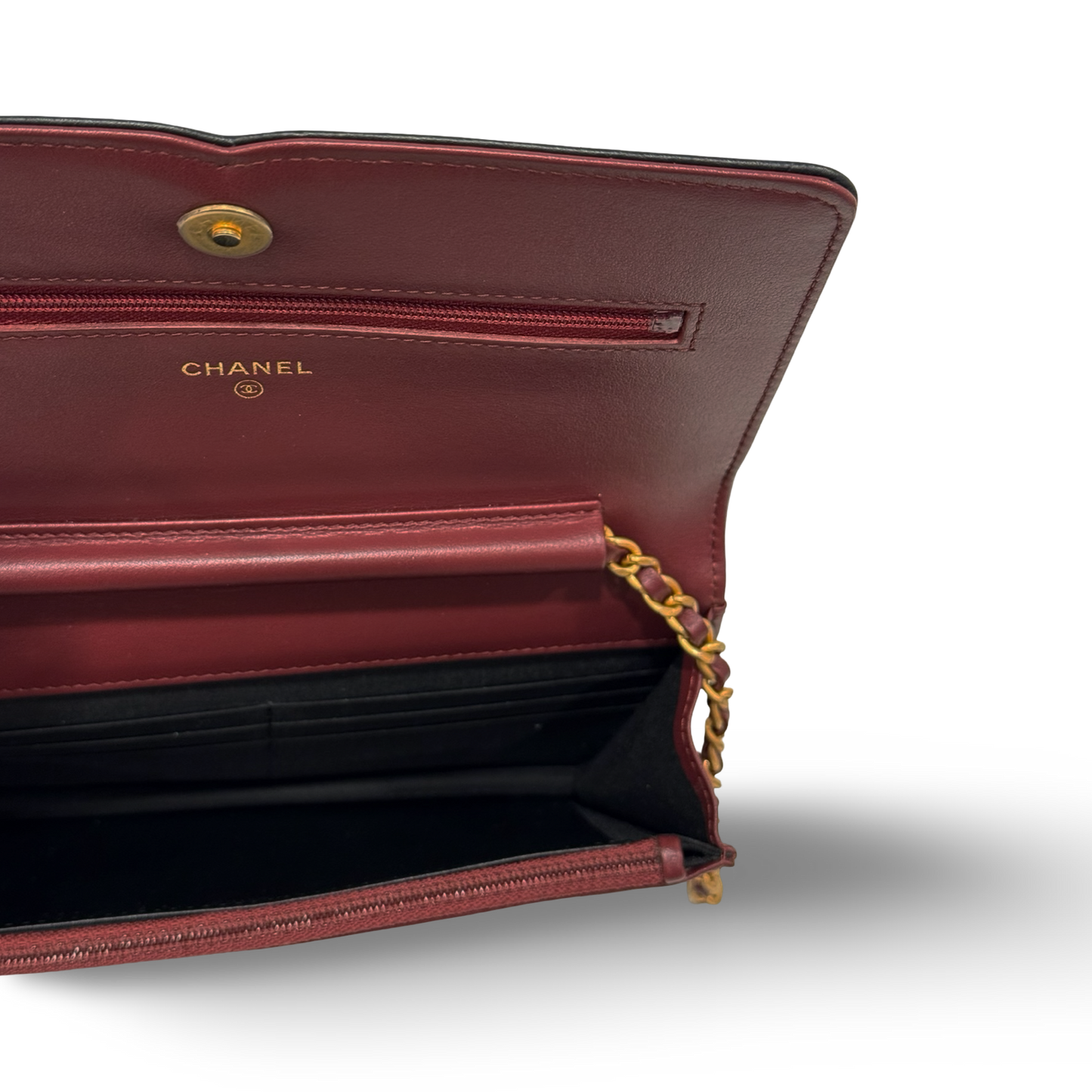 Chanel Quilted Caviar Small Filigree WOC Bag  - GHW / Burgundy Black