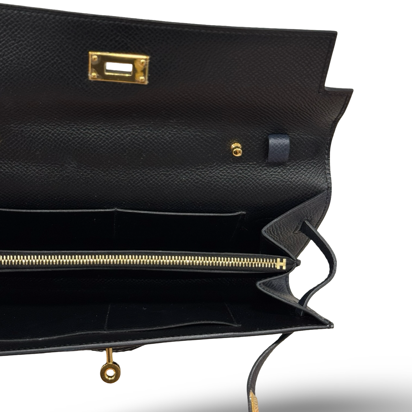 Hermes Epsom Kelly Wallet To Go - GHW / Navy