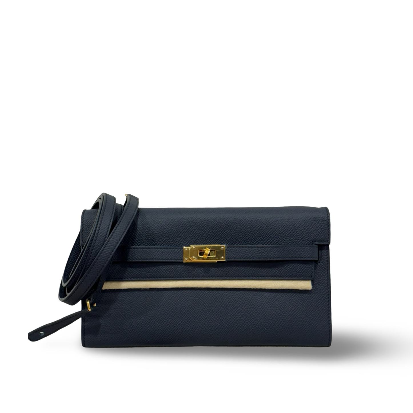Hermes Epsom Kelly Wallet To Go - GHW / Navy