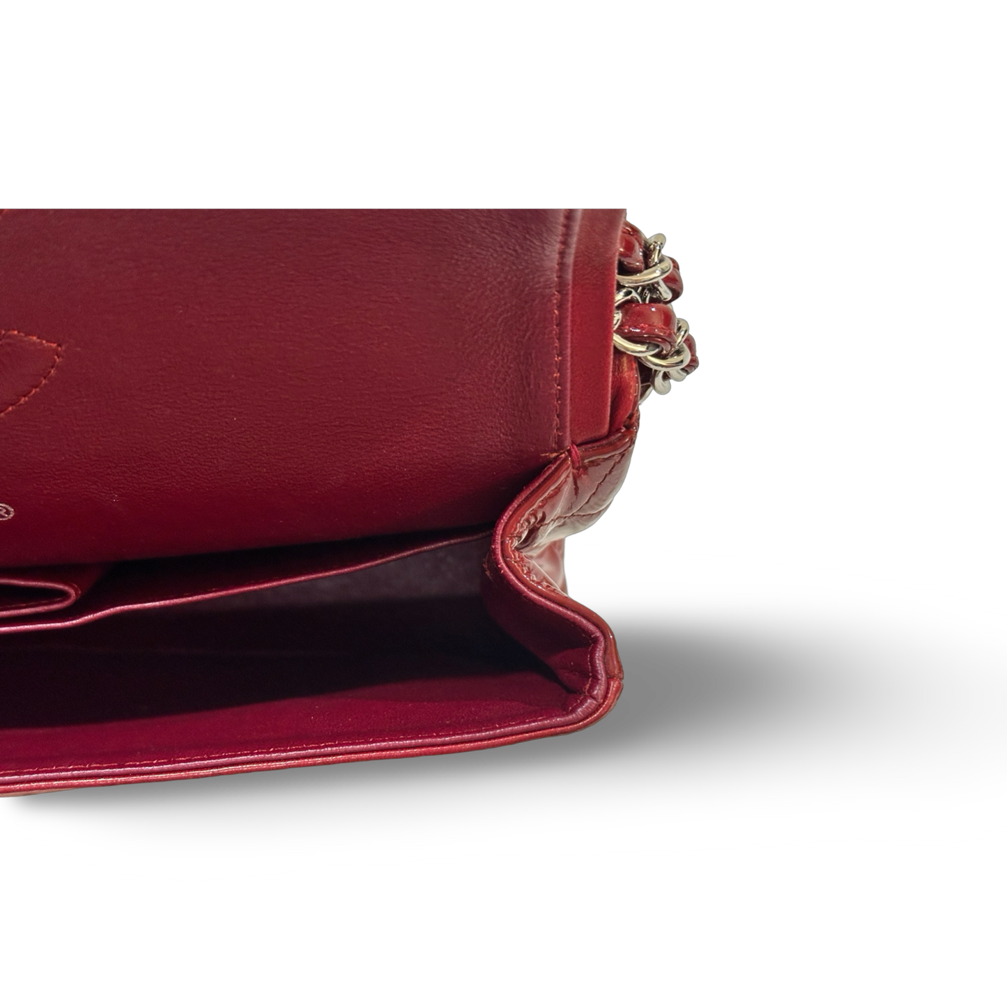 Chanel Classic Patent Medium Double Flap - SHW / Red