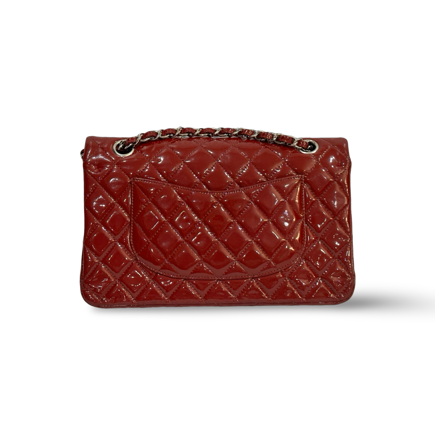 Chanel Classic Patent Medium Double Flap - SHW / Red
