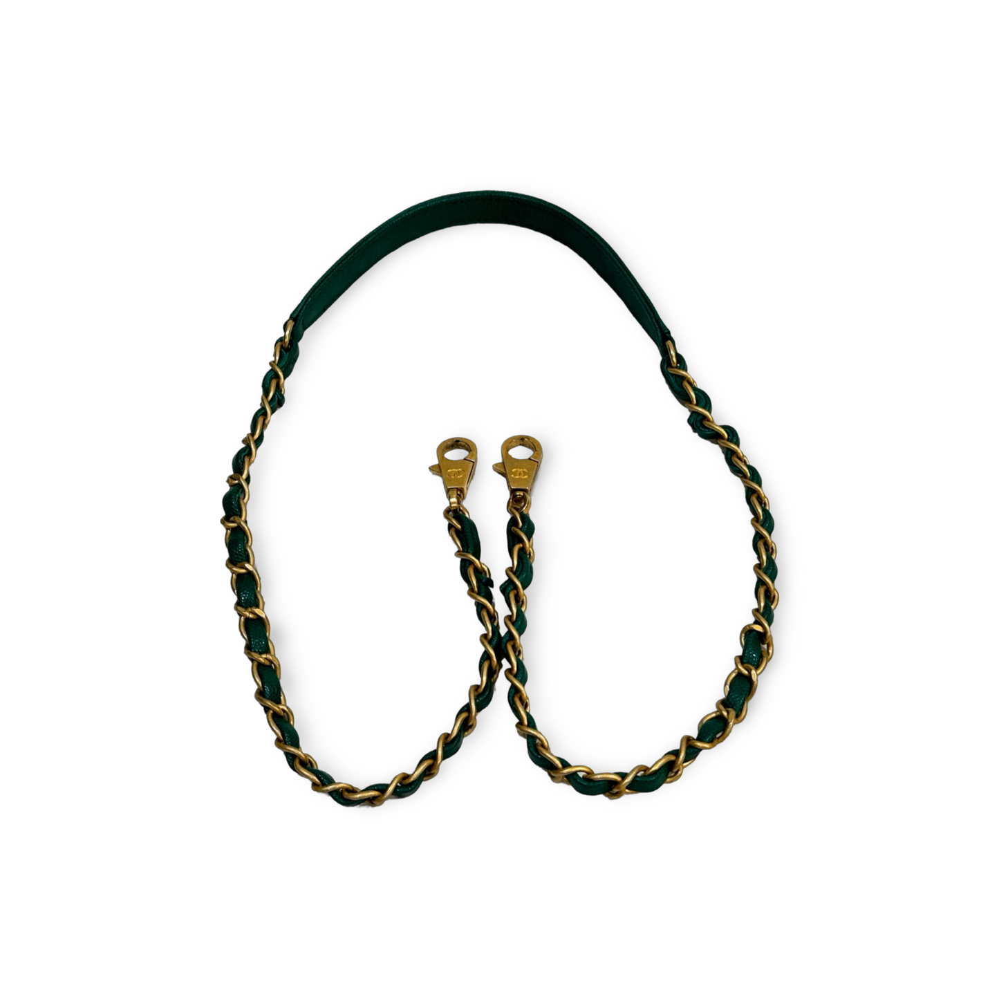 Chanel Classic Caviar Medium Coco Handle Flap Gold Green