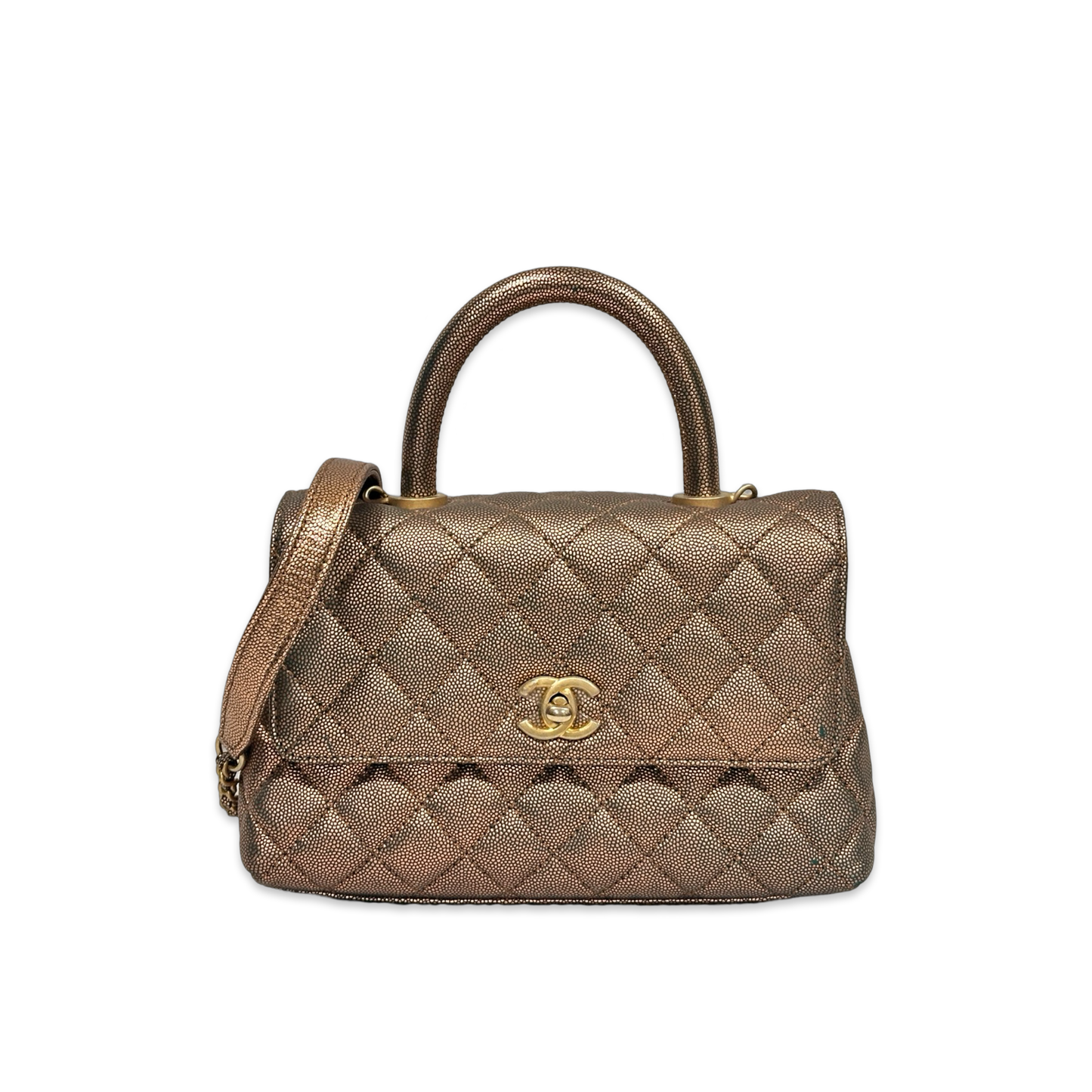 Chanel Caviar Medium Coco Handle Flap Bronze