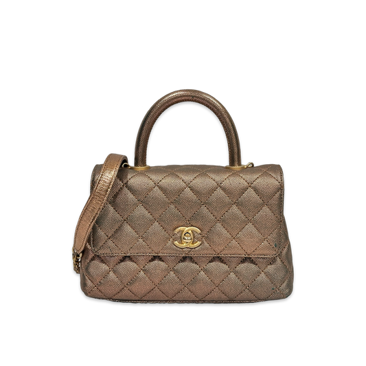 Chanel Caviar Medium Coco Handle Flap Bronze