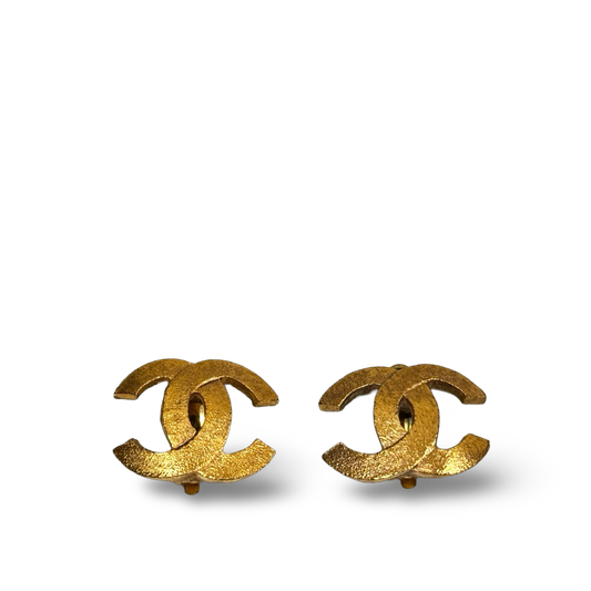 Chanel Vintage 18k Gold Logo Earrings