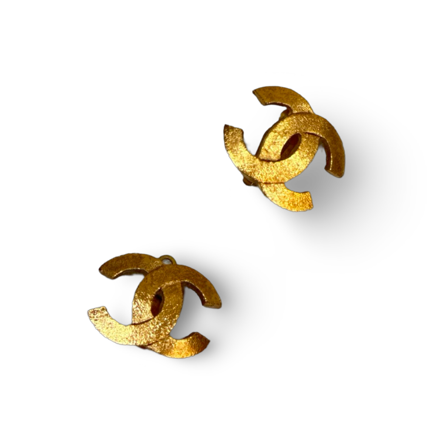 Chanel Vintage 18k Gold Logo Earrings
