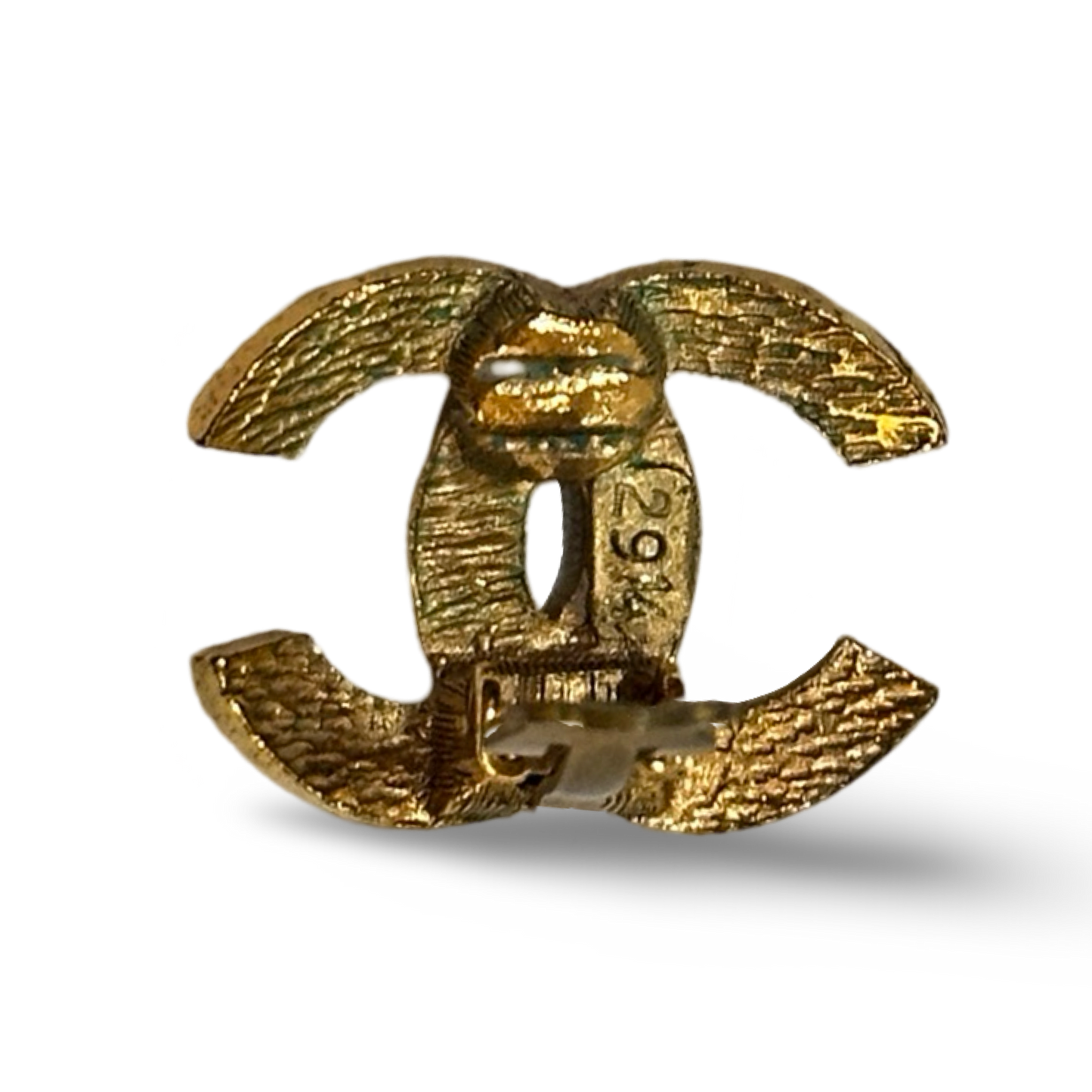 Chanel Vintage 18k Gold Logo Earrings
