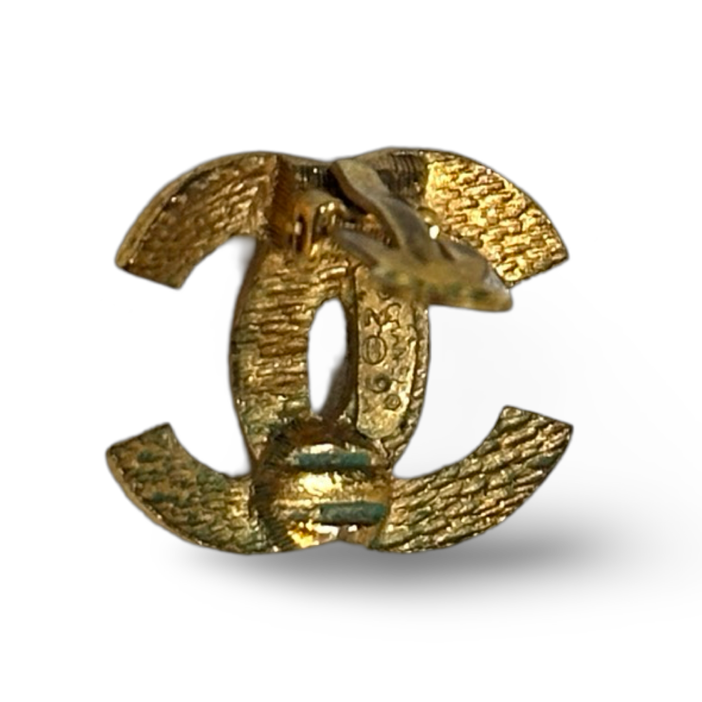 Chanel Vintage 18k Gold Logo Earrings
