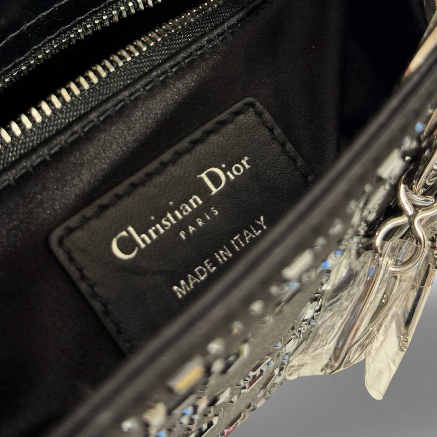 Dior Satin Mini Crystal Lady Bag - SHW / Navy