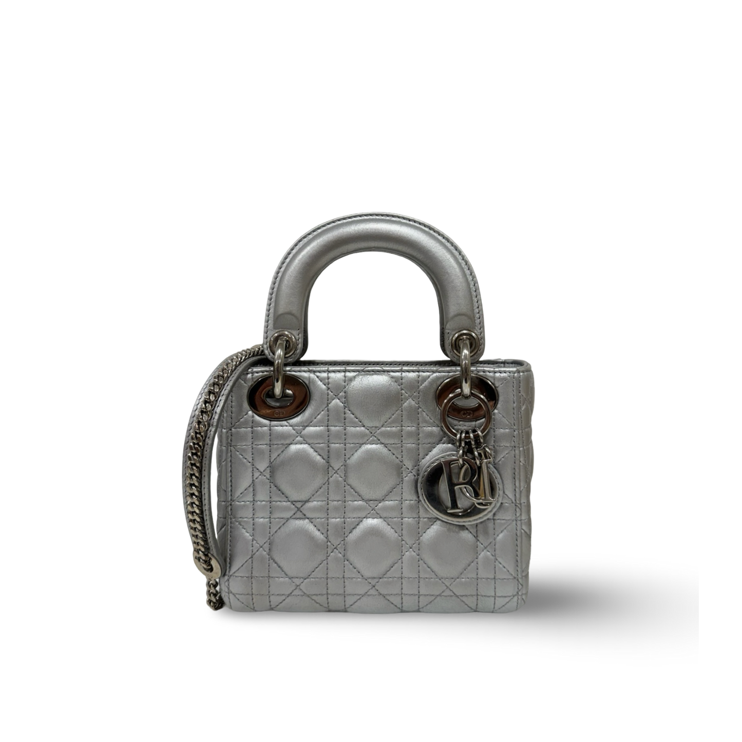 Dior Cannage Lambskin Mini Lady Bag - SHW / Sliver