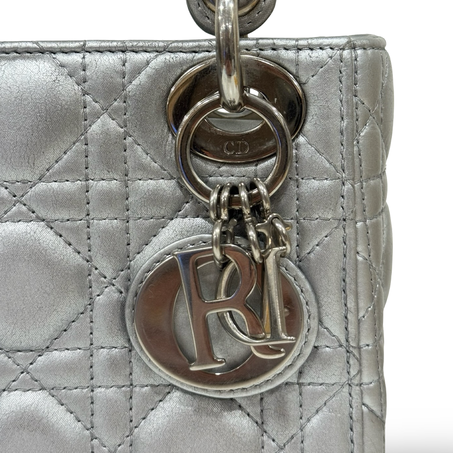 Dior Cannage Lambskin Mini Lady Bag - SHW / Sliver