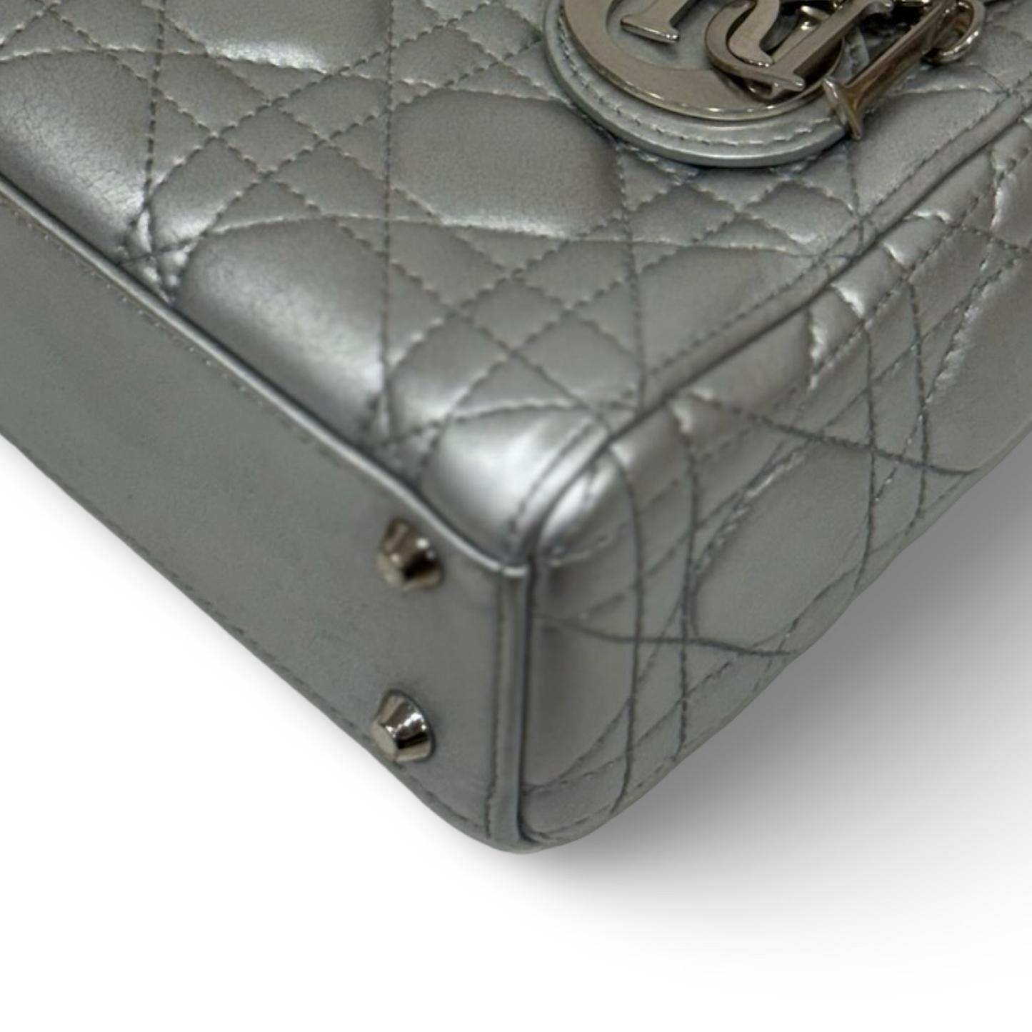 Dior Cannage Lambskin Mini Lady Bag - SHW / Sliver