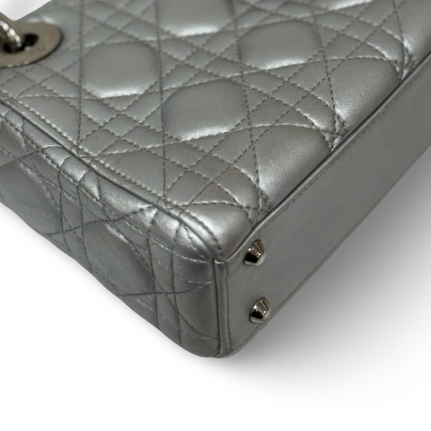 Dior Cannage Lambskin Mini Lady Bag - SHW / Sliver