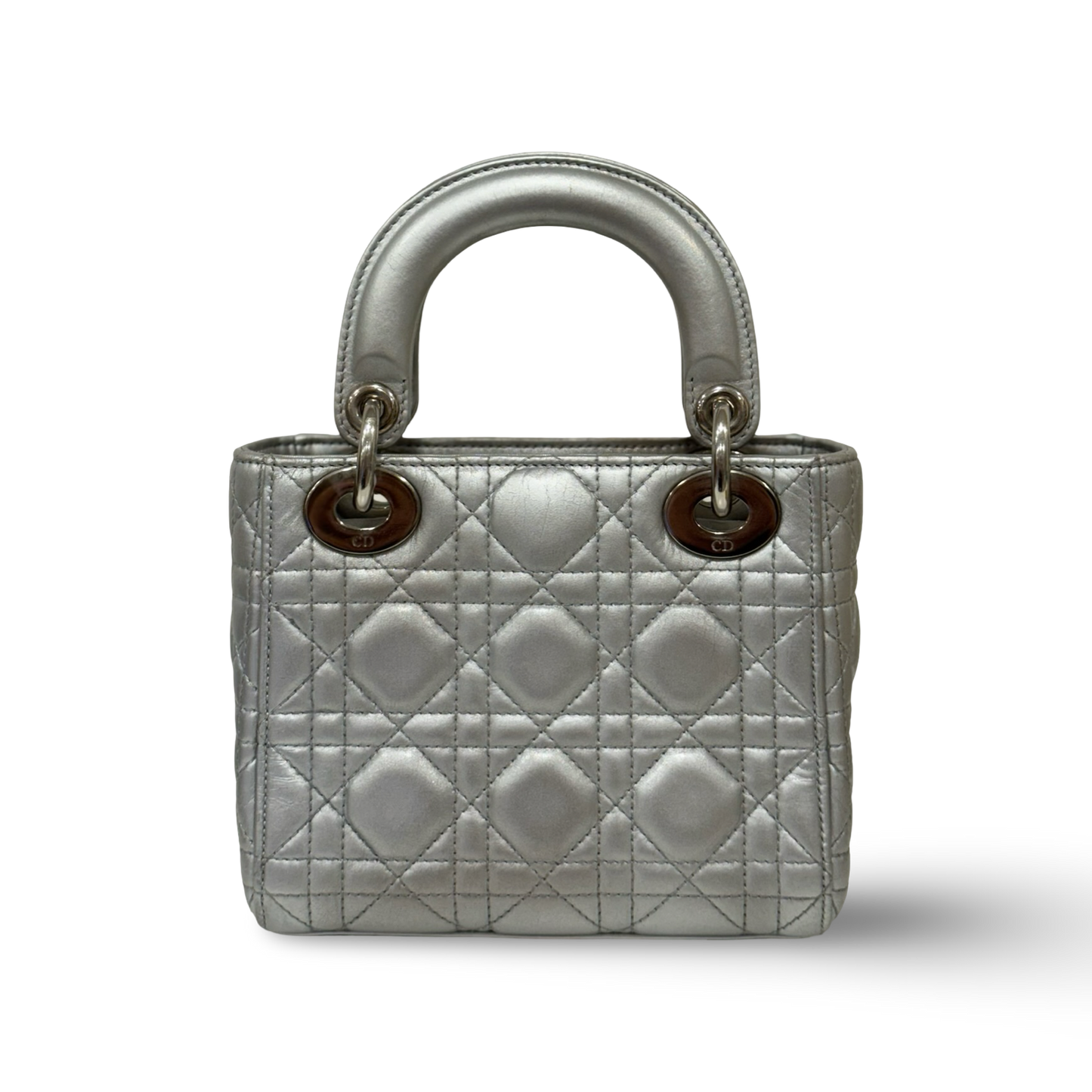 Dior Cannage Lambskin Mini Lady Bag - SHW / Sliver