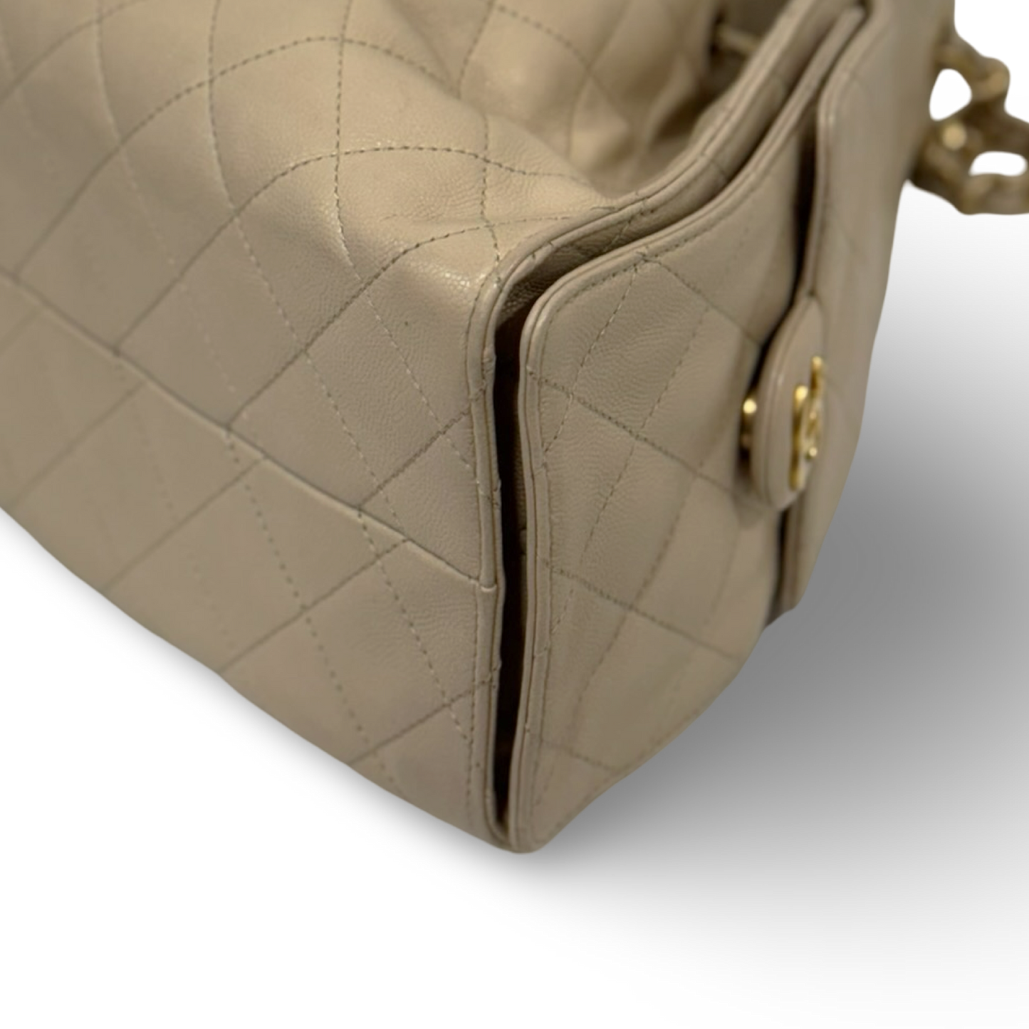 Chanel Quilted Caviar Small Chanel 25 Bag - GHW / Beige