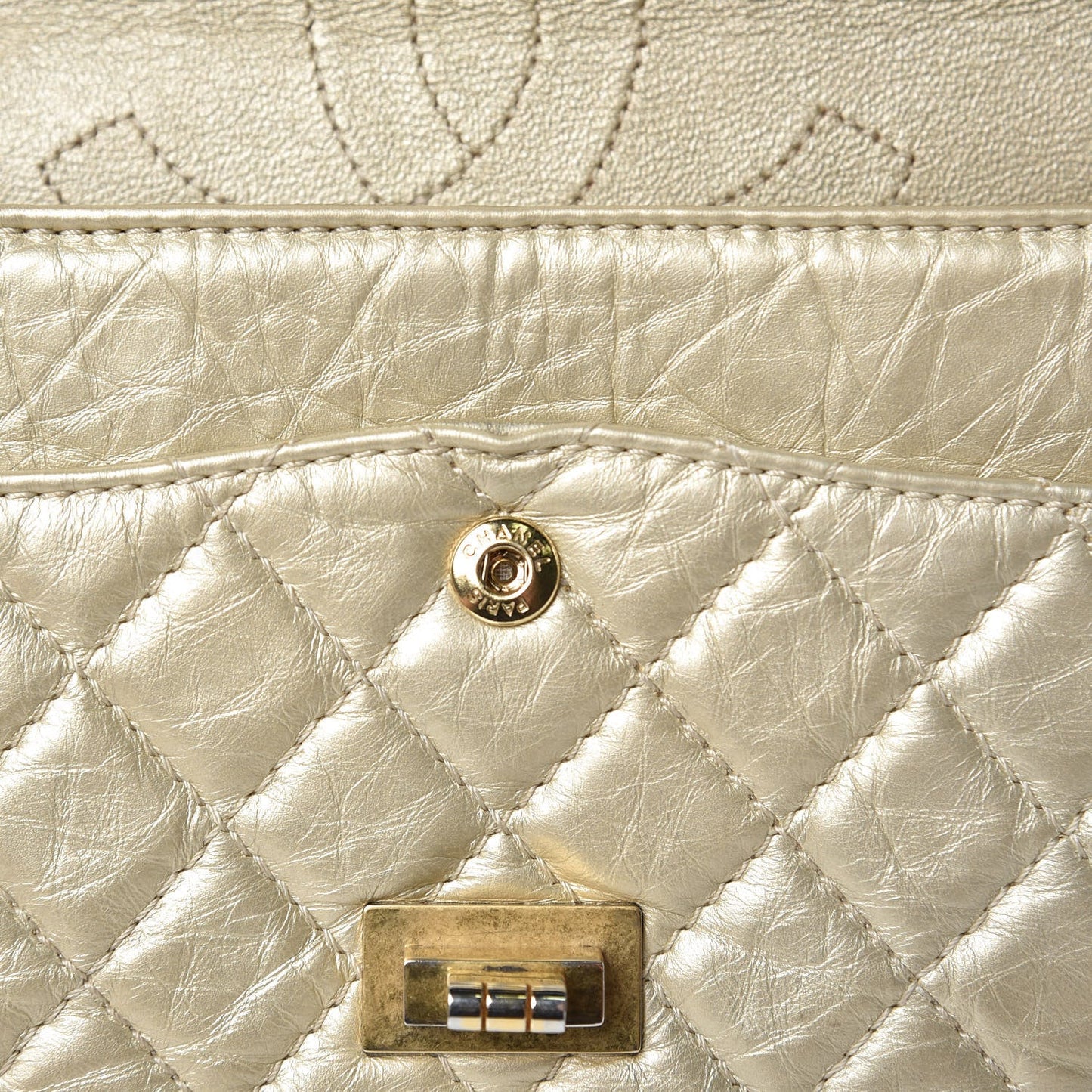 Chanel Quilted Aged Calfskin Metallic 2.55 Flap Bag - Dark SHW /Gold