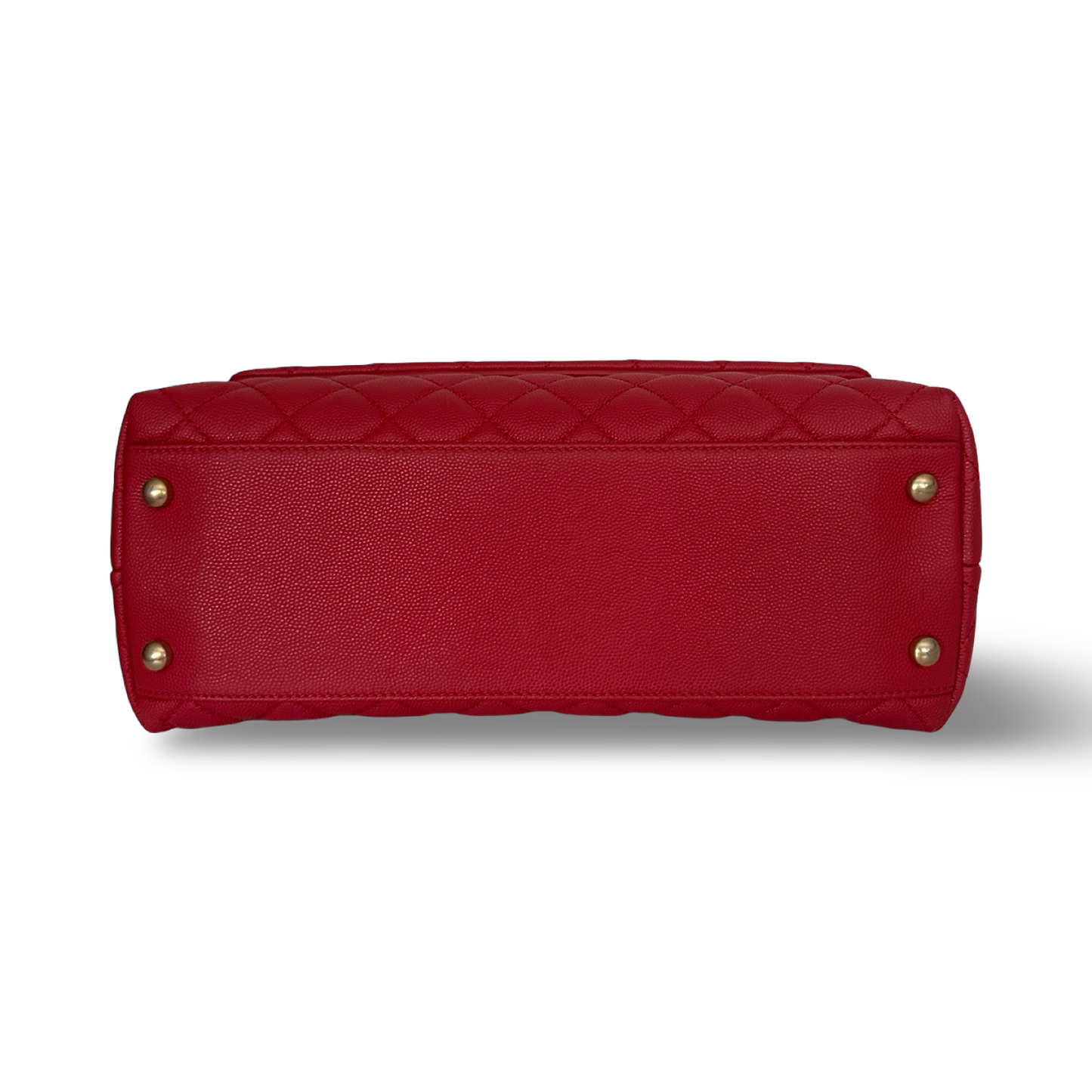 Chanel Quilted Caviar Small Coco Handle - GHW / Red